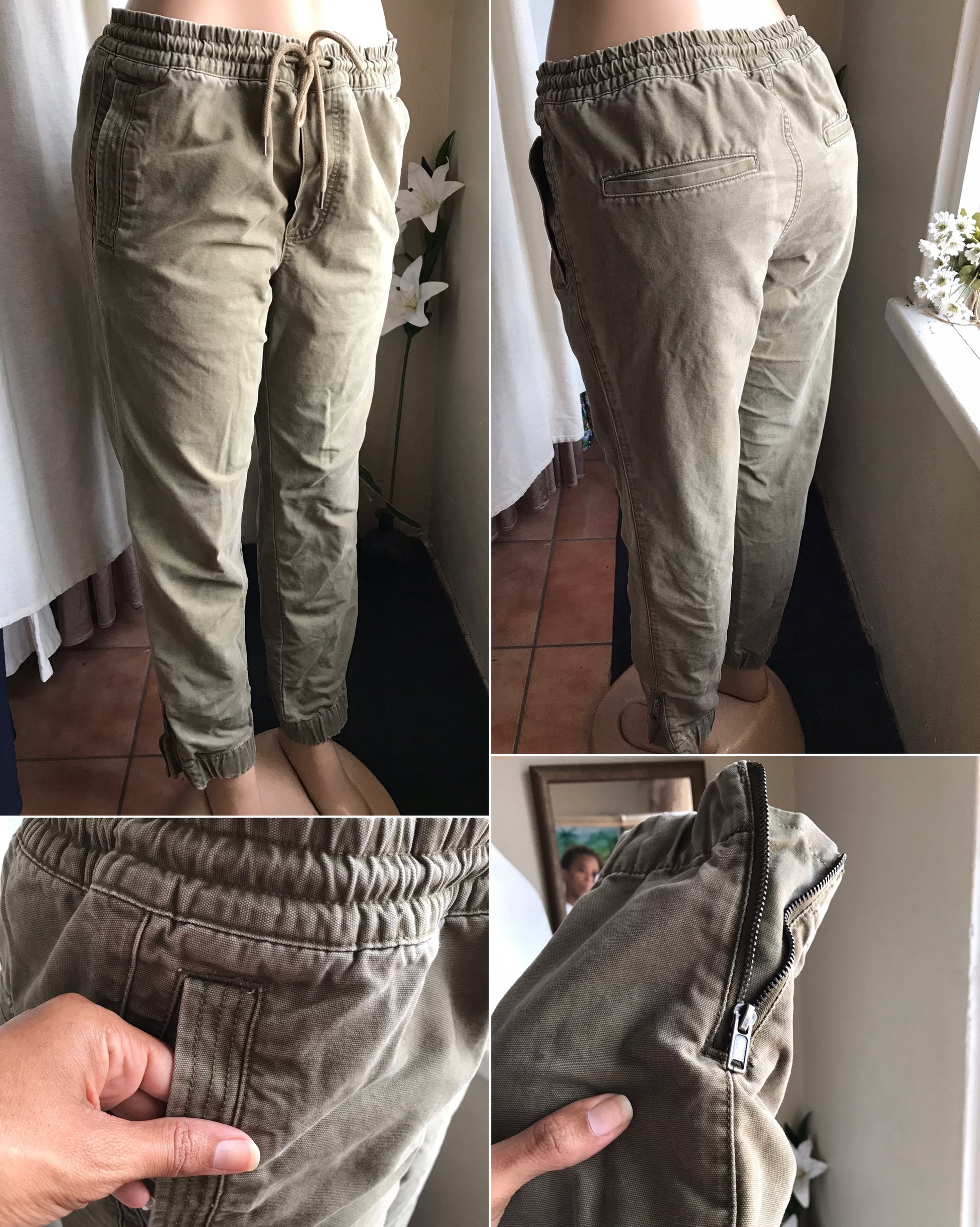 army green cargo pants draw string ::: m