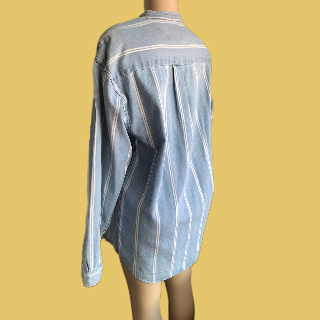 80s Vintage denim Stripe button shirt