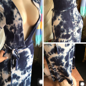 navy tie dye soft maxi dress low cut . M