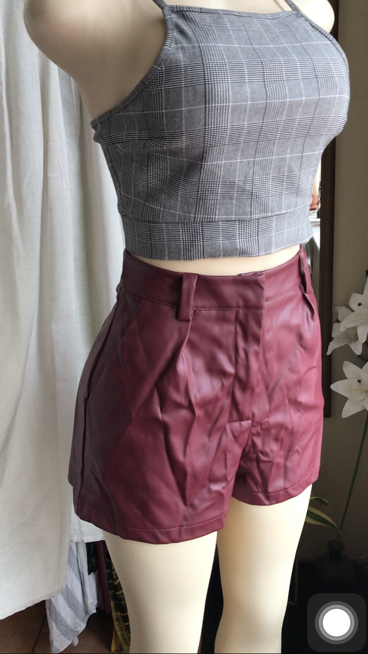 New leatherette high waist shorts . L