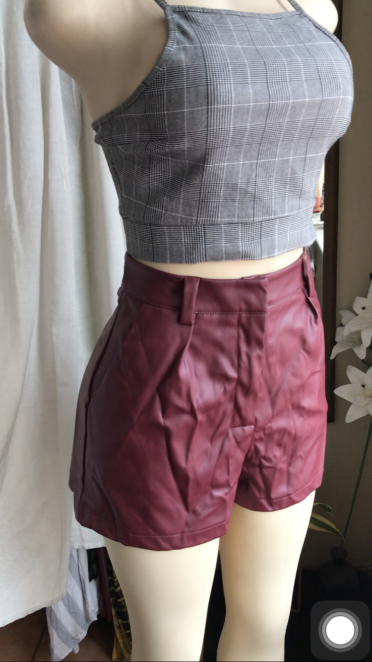 New leatherette high waist shorts . L