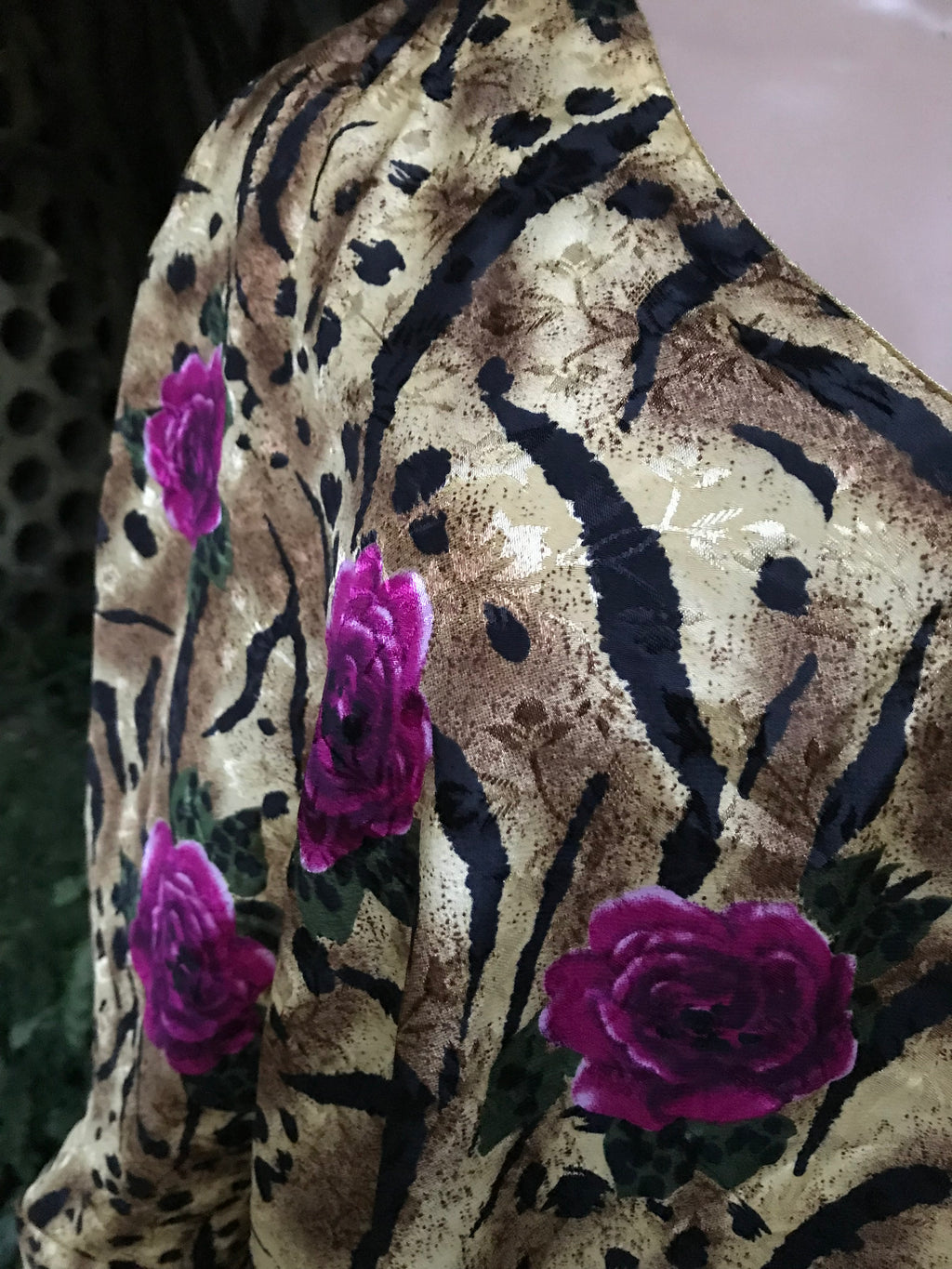 Vintage brown rose maxi kaftan dress . One size