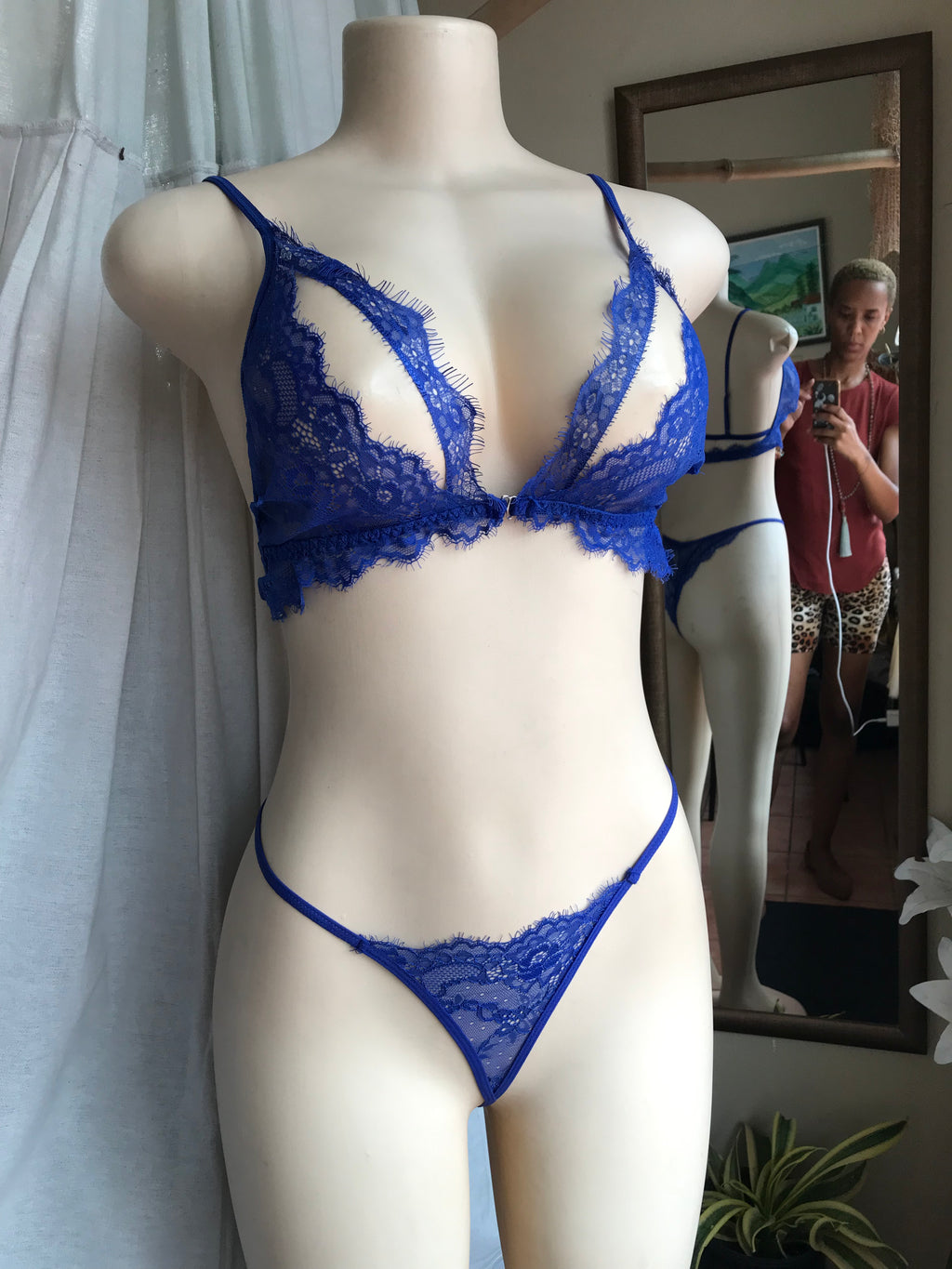 New blue lace lingerie set. s & /xl
