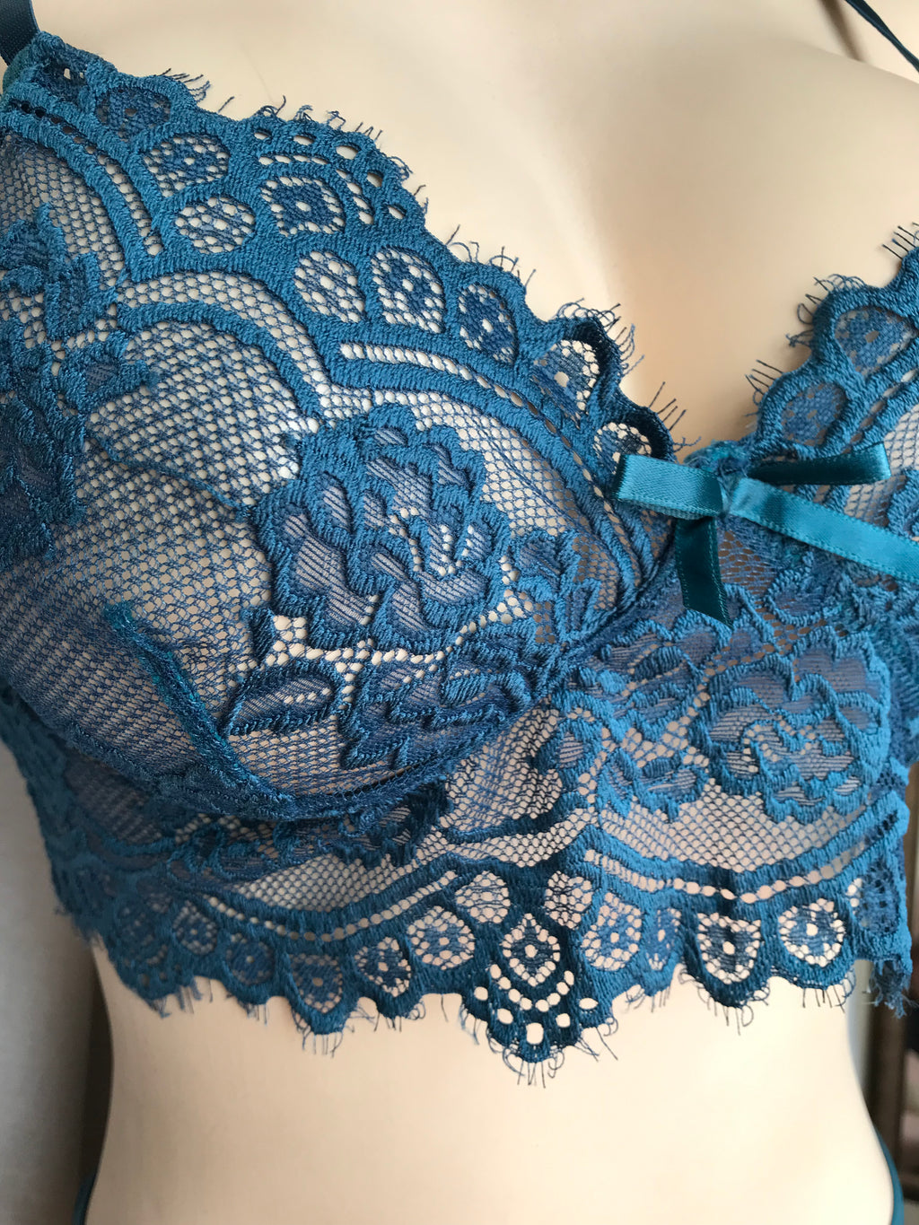 New Teal mesh lingerie set L