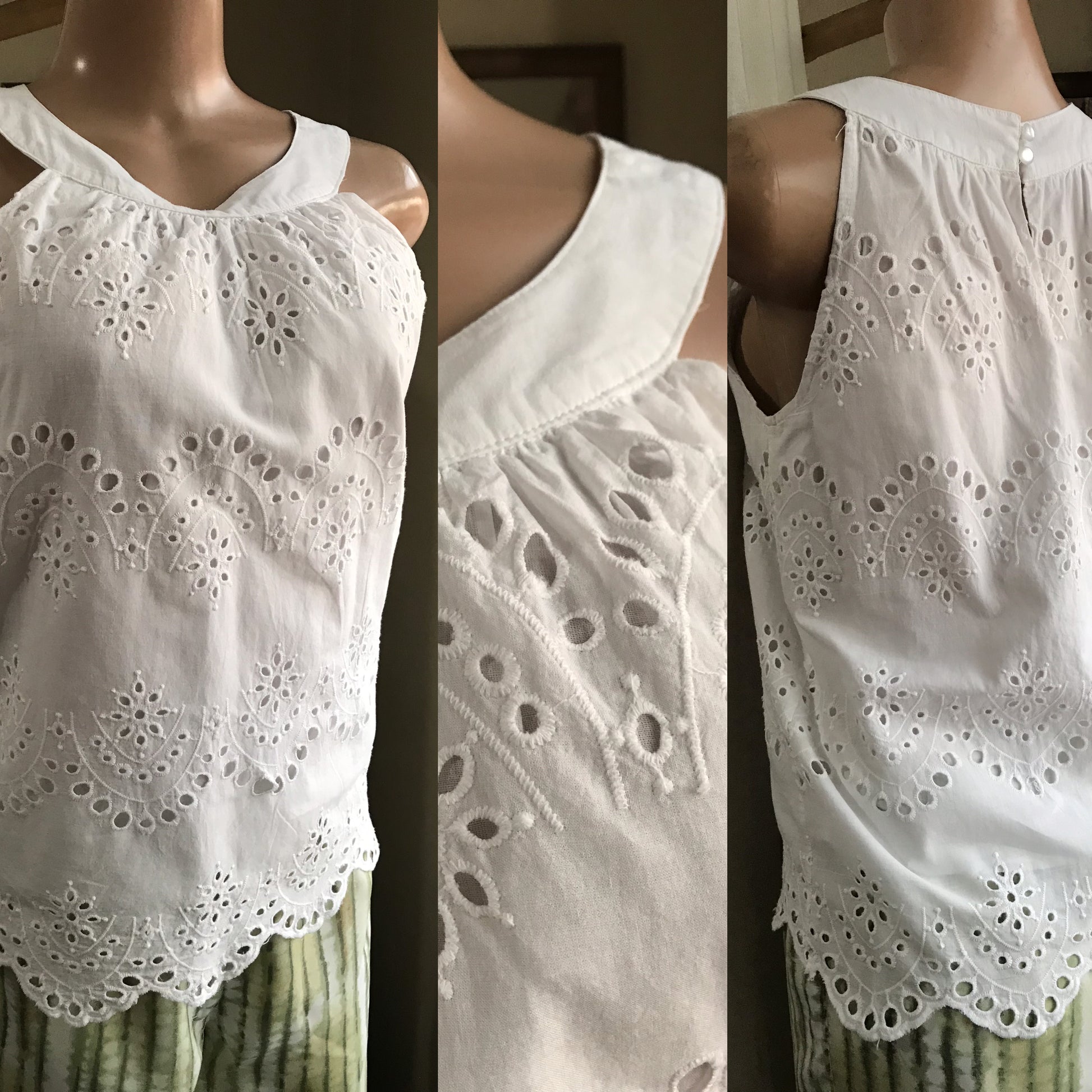 white eyelet halter top cotton ... m
