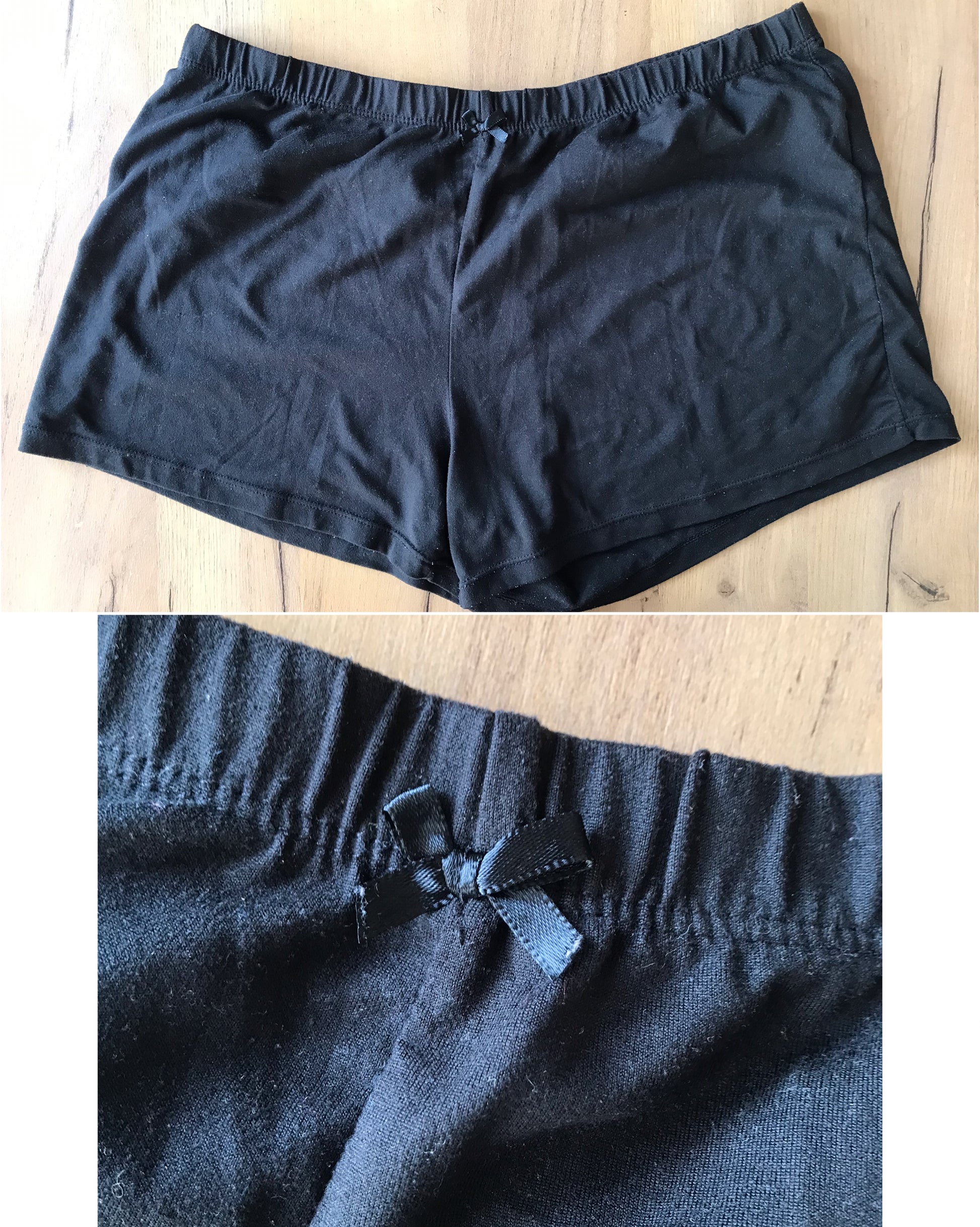 plain black sleep shorts . m