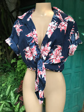 Load image into Gallery viewer, Express 100% cotton navy tropical floral mens button shirt ... L ,,,
