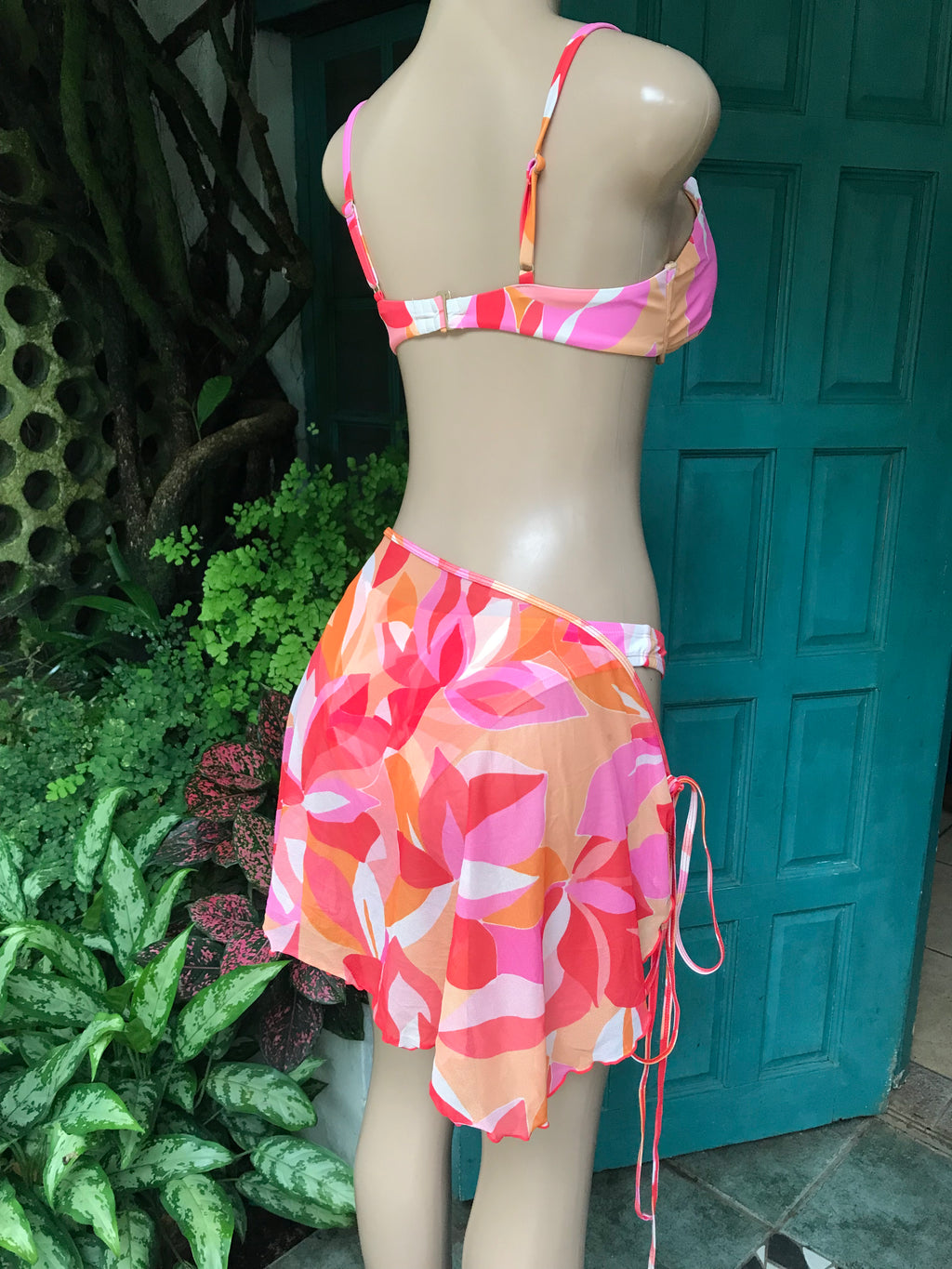 New Jessica Simpson retro bikini 3 piece set S