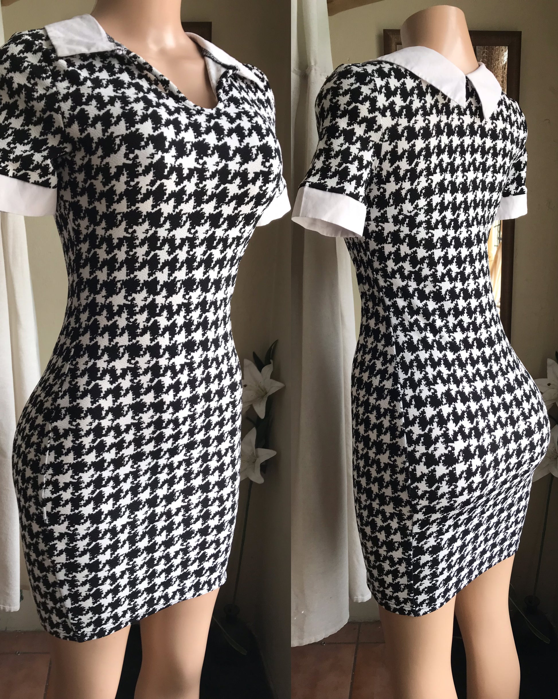 stretchy houndstooth professional dress . s