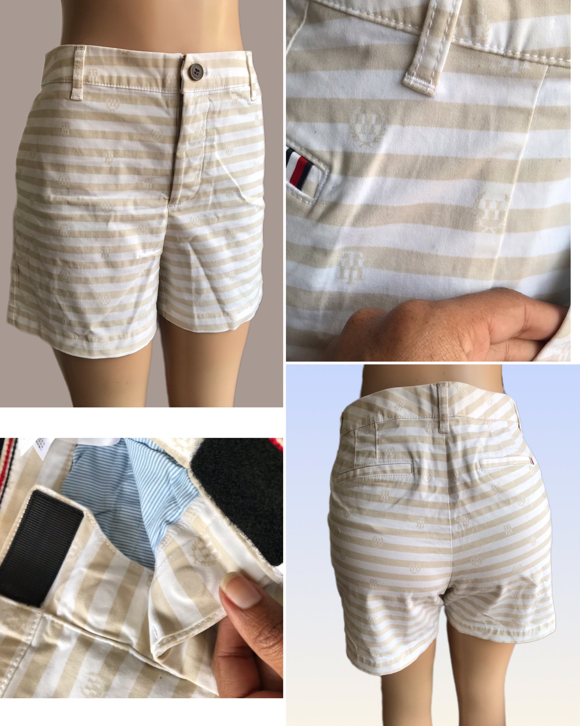 Tommy Hilfiger sand stripe preppy shorts magnet close m
