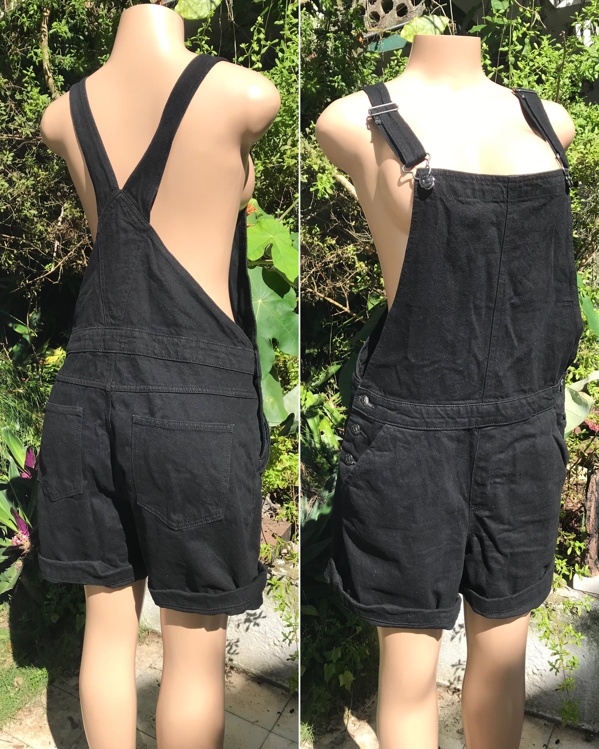 Black denim overalls size L