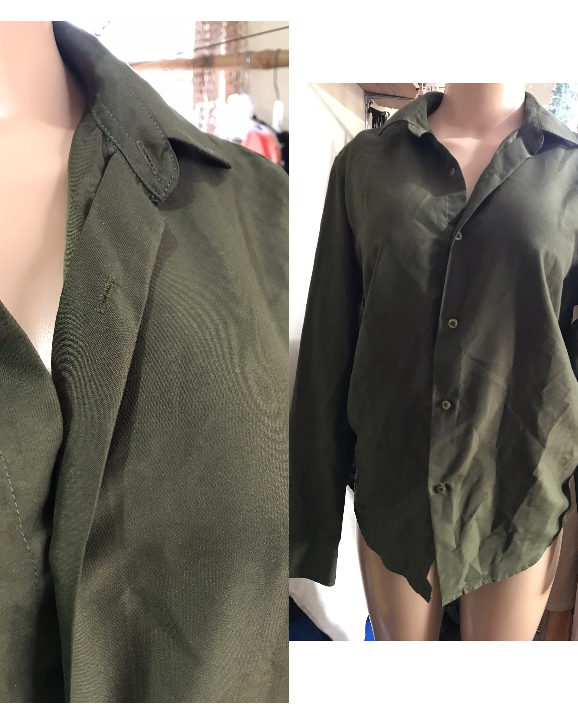 Army green long sleeve shirt  ... m to L