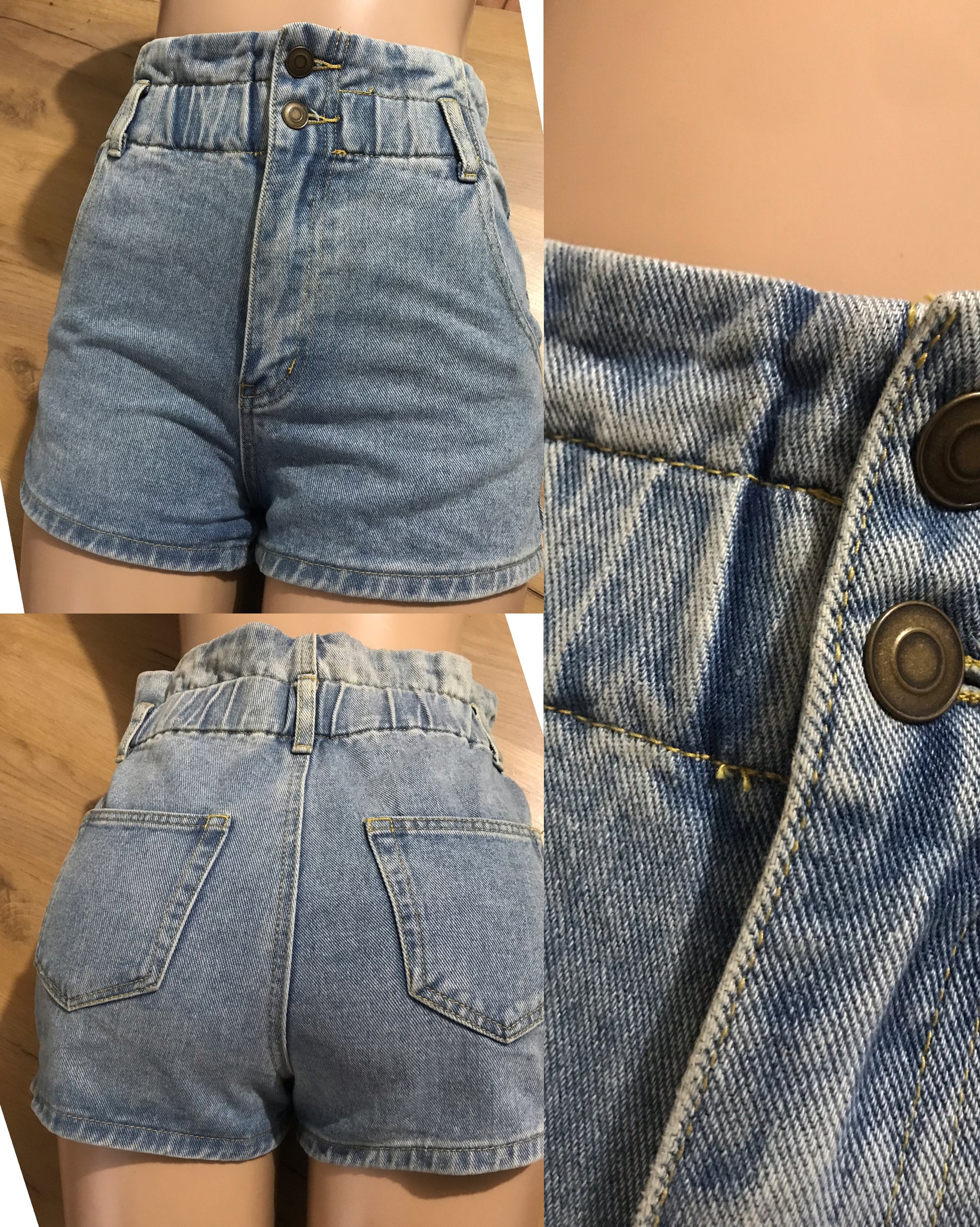 retro style ruffle top denim shorts . s