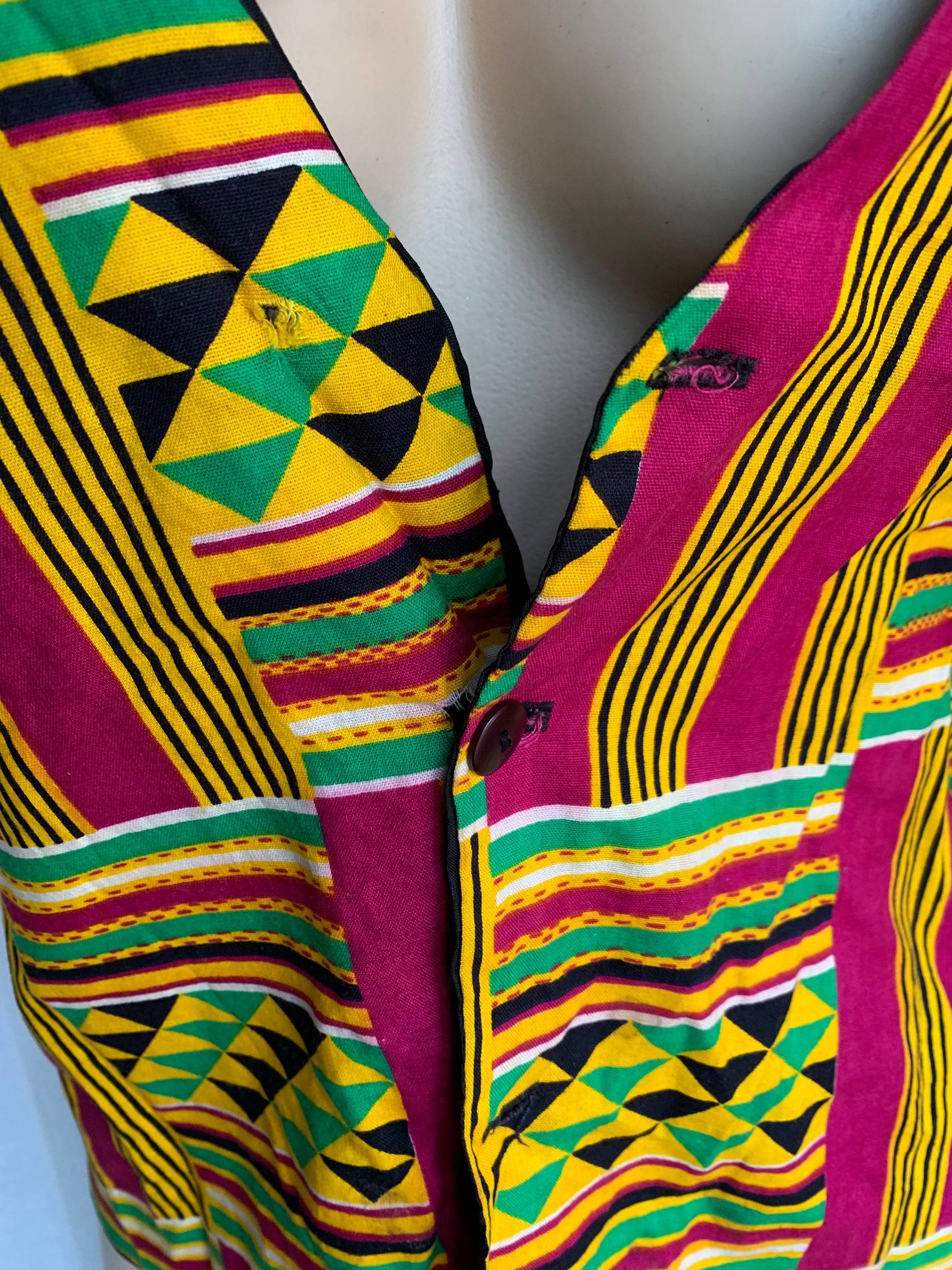 African print vest with missing buttons size free