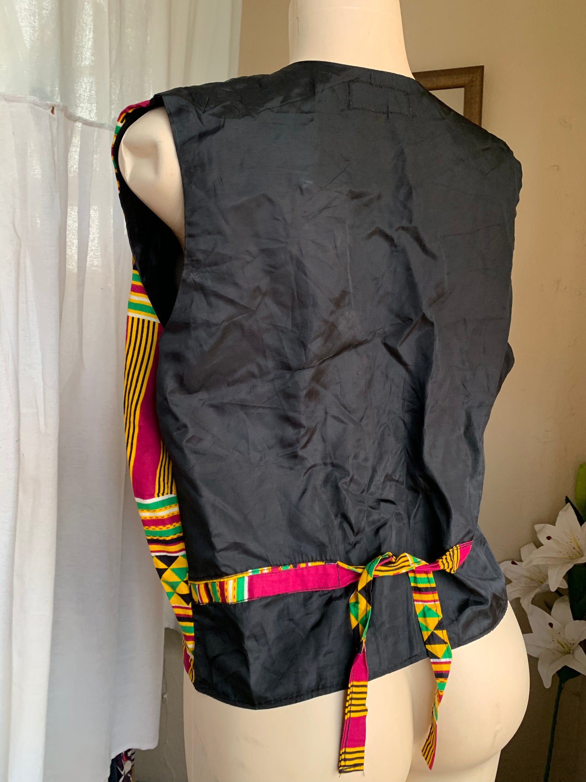 African print vest with missing buttons size free