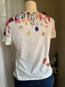 Painted autumn leaf print tee blouse M