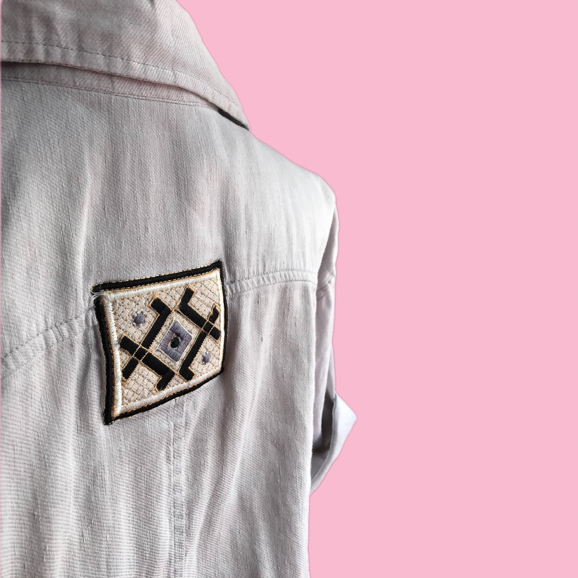 Vintage organic mens shirt tribal patch - L /XL