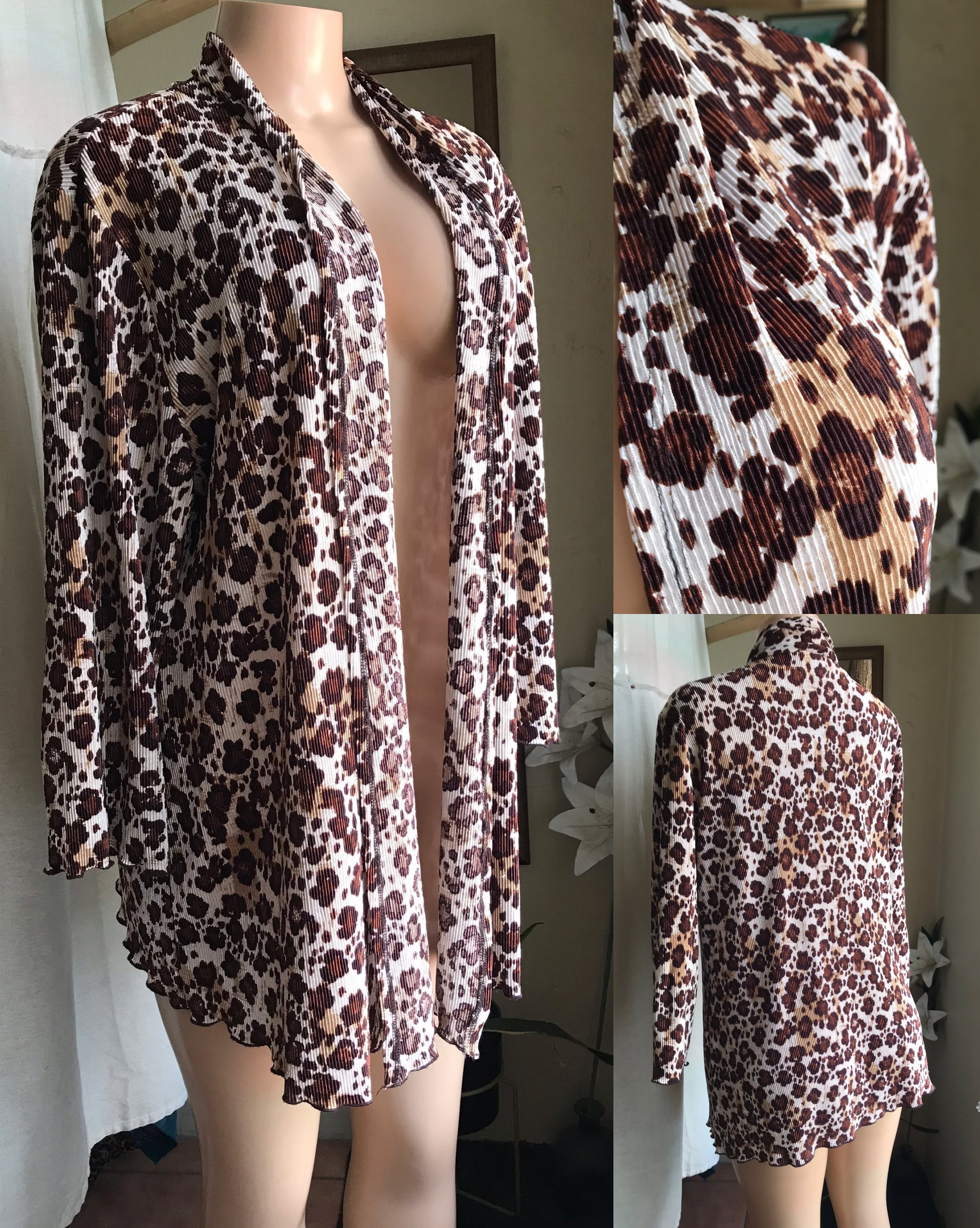 vintage cheetah crinkle stretch coverup . (/XL) : 2x
