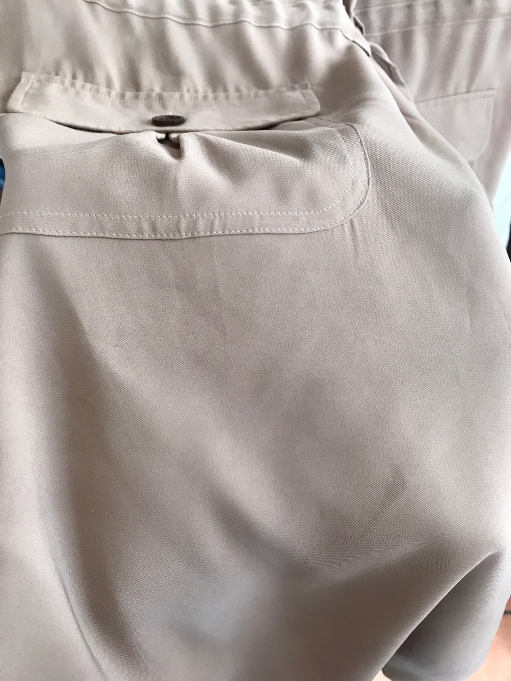 cream sleeveless shirt dress khaki with pockets . plus XL / size 16