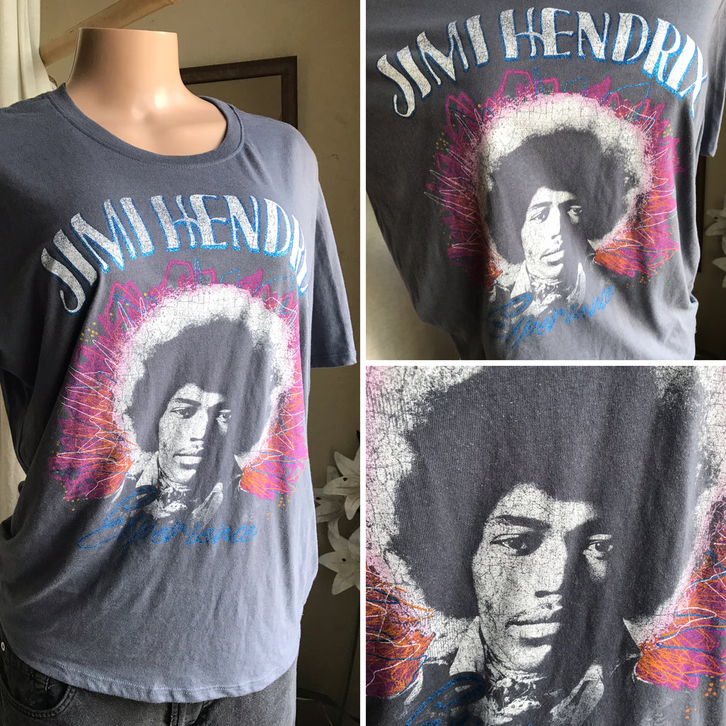 Jimi Hendrix grey graphic band tee ;;; Cotton blend... Large to Plus