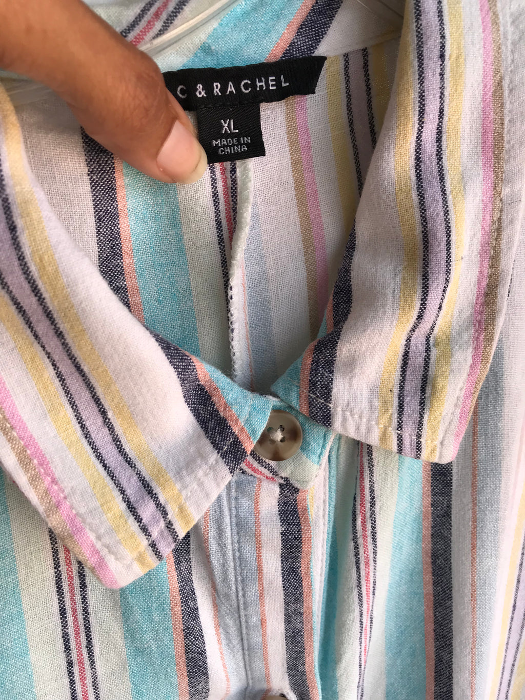 Men's linen blend candy stripe shirt retro,,, /XL ^^^