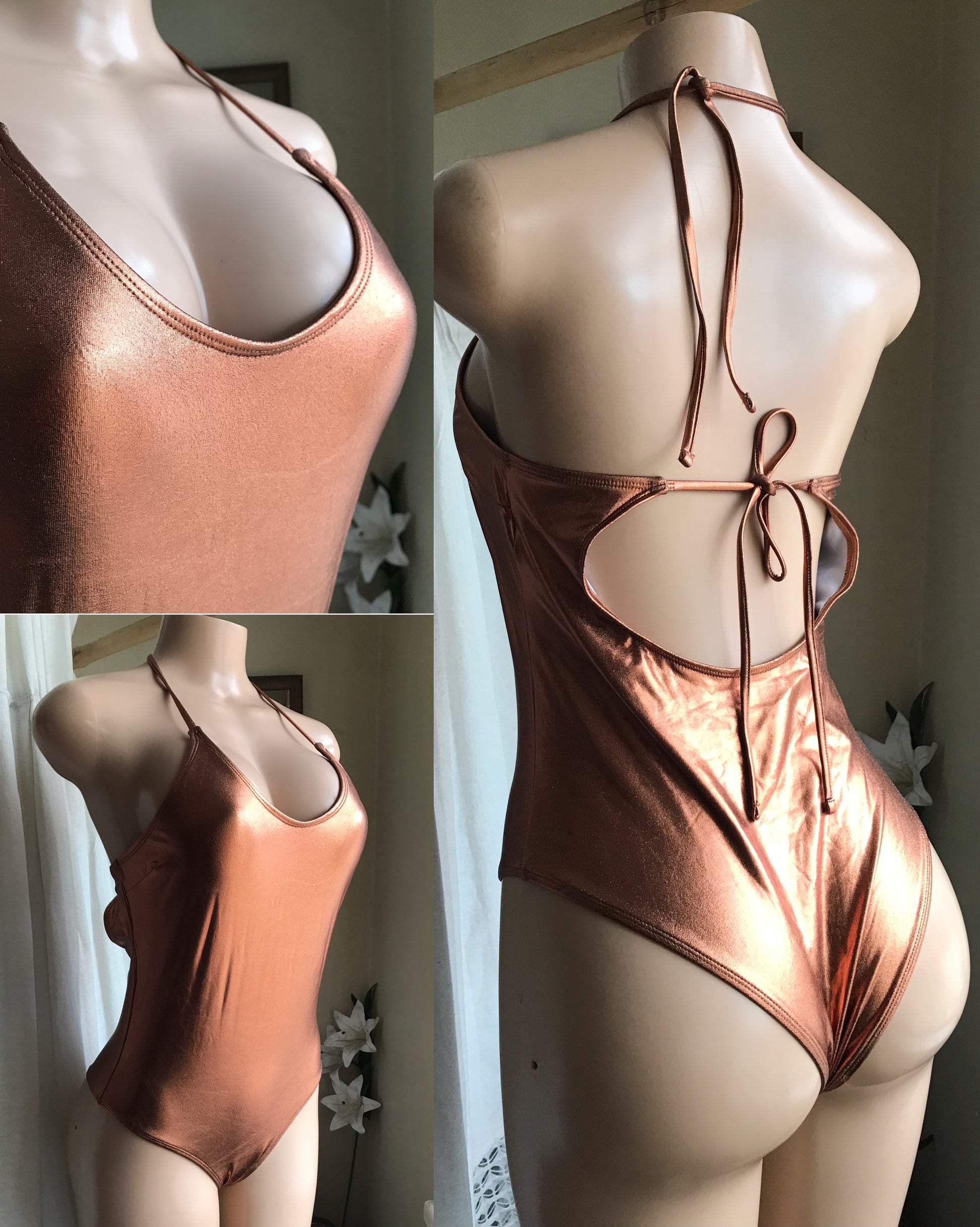 like new gold swim suit one piece . m