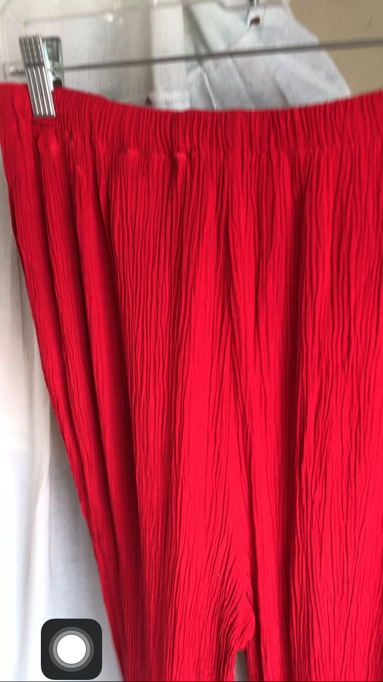Vintage red crinkle pants set... S/M ^^^ rayon