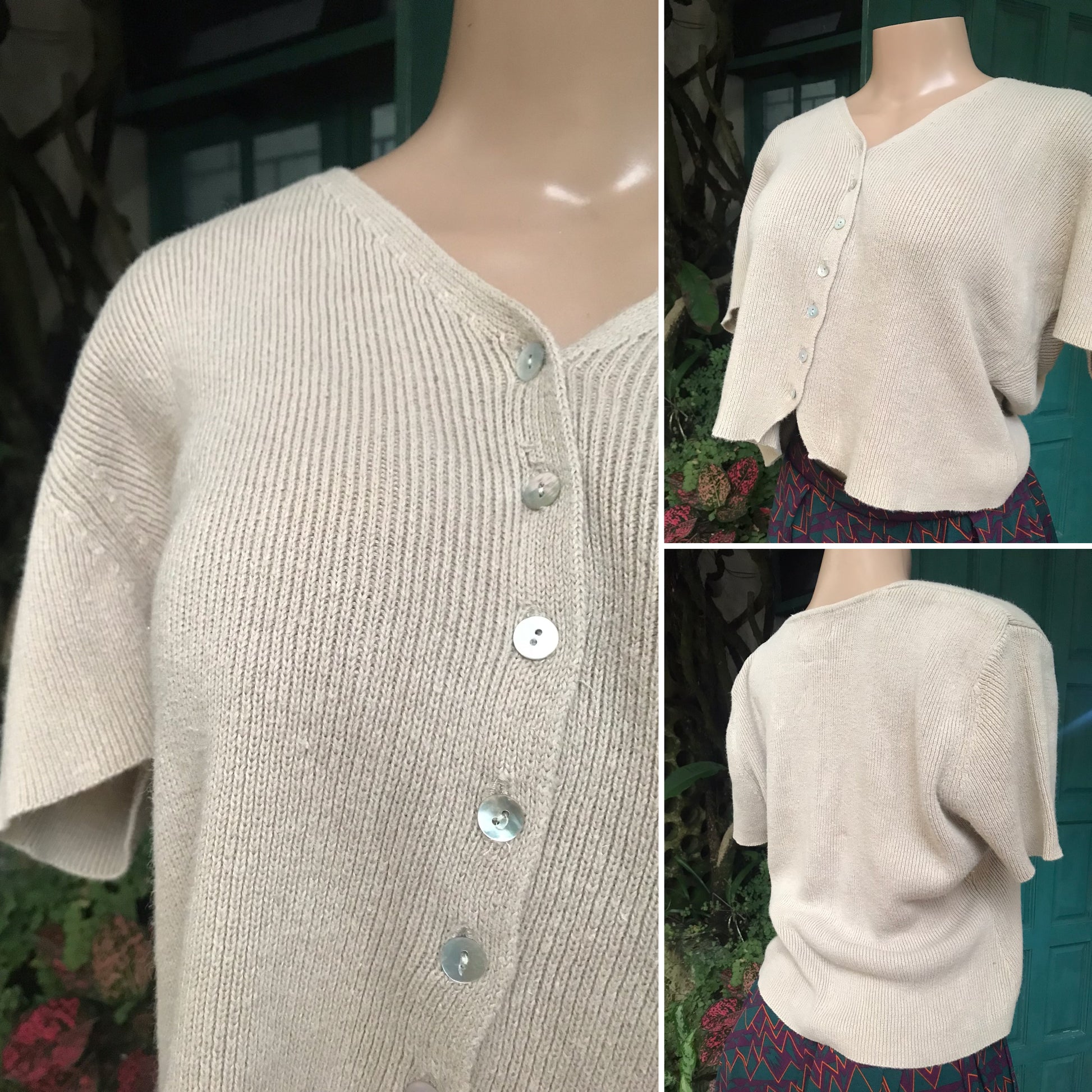 Vintage Oatmeal cropped cardigan >>> /XL ^^^