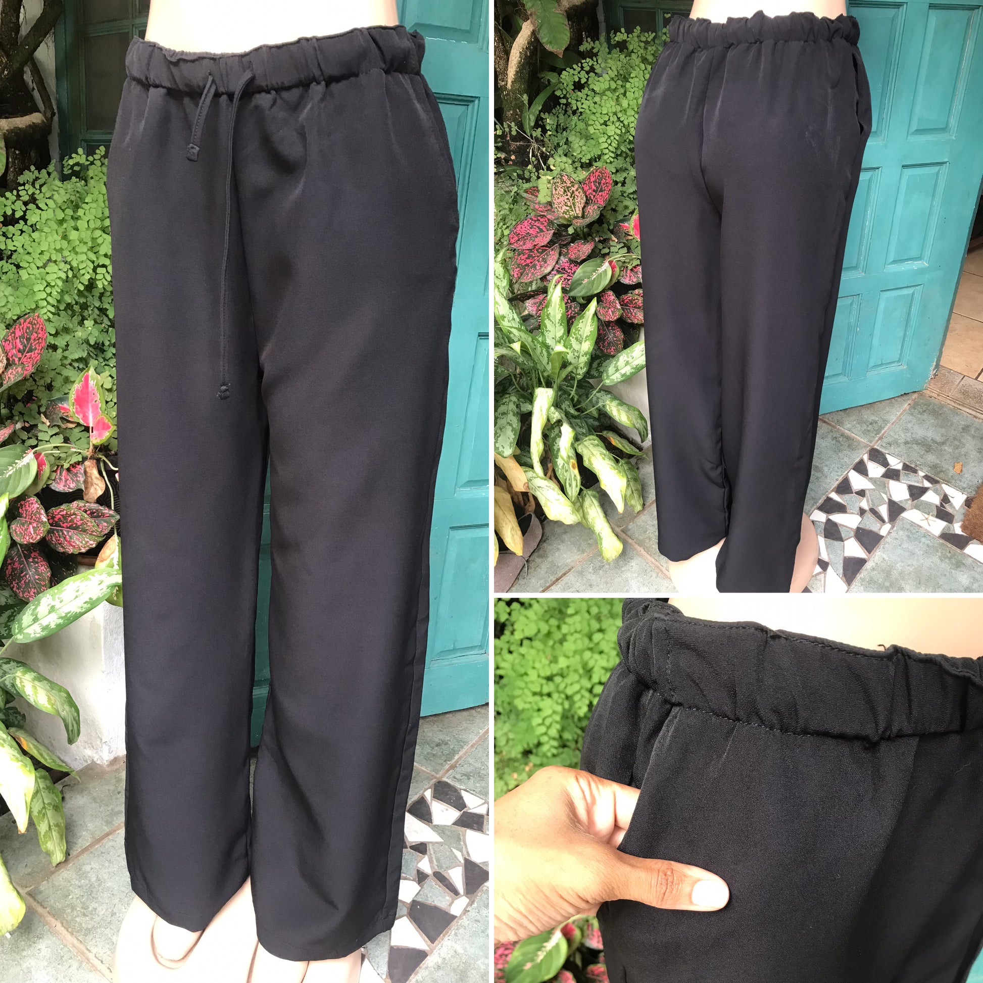 Black wide leg professional pant draw string ::: L/XL