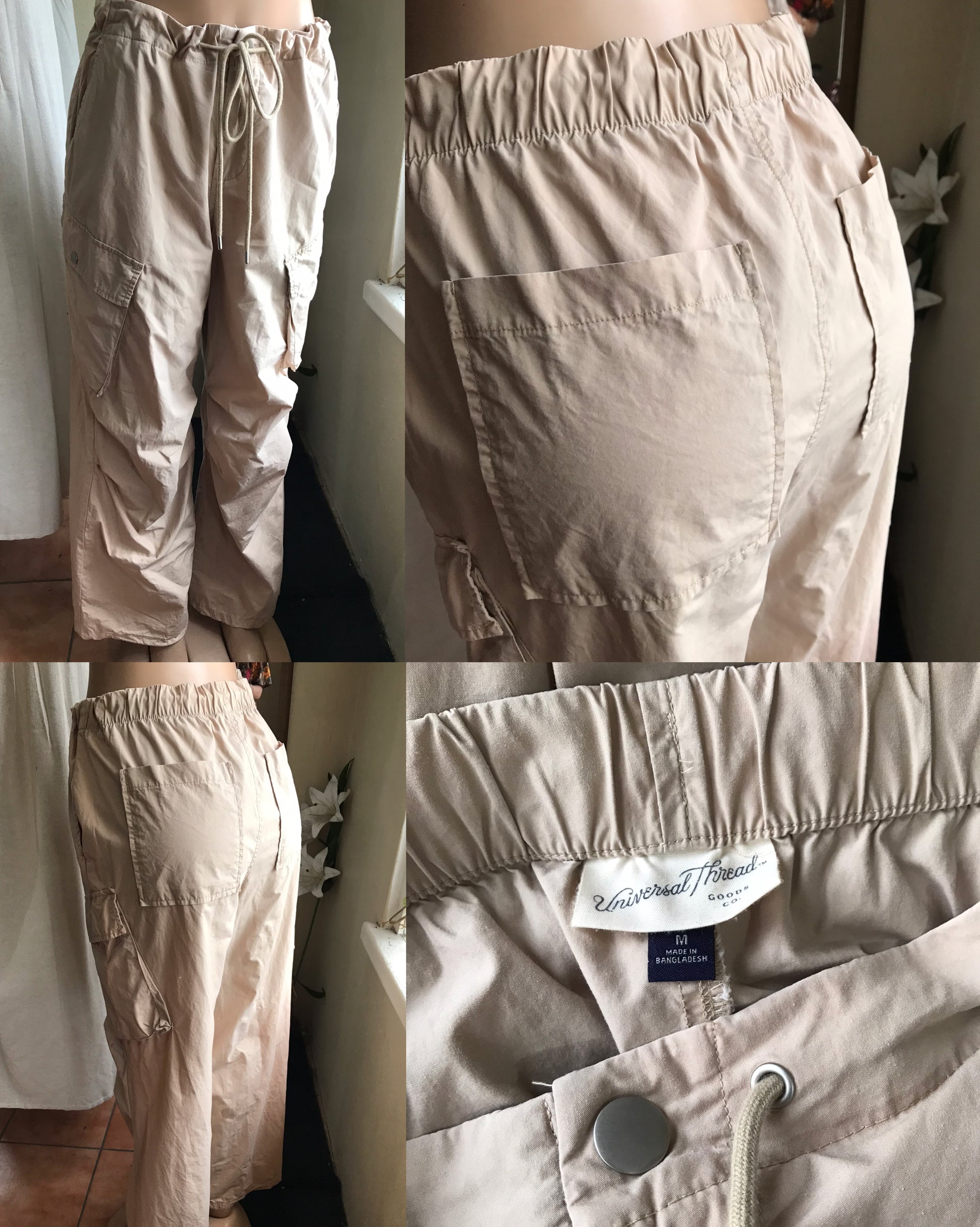 khaki cargo pants draw string ::: m to large