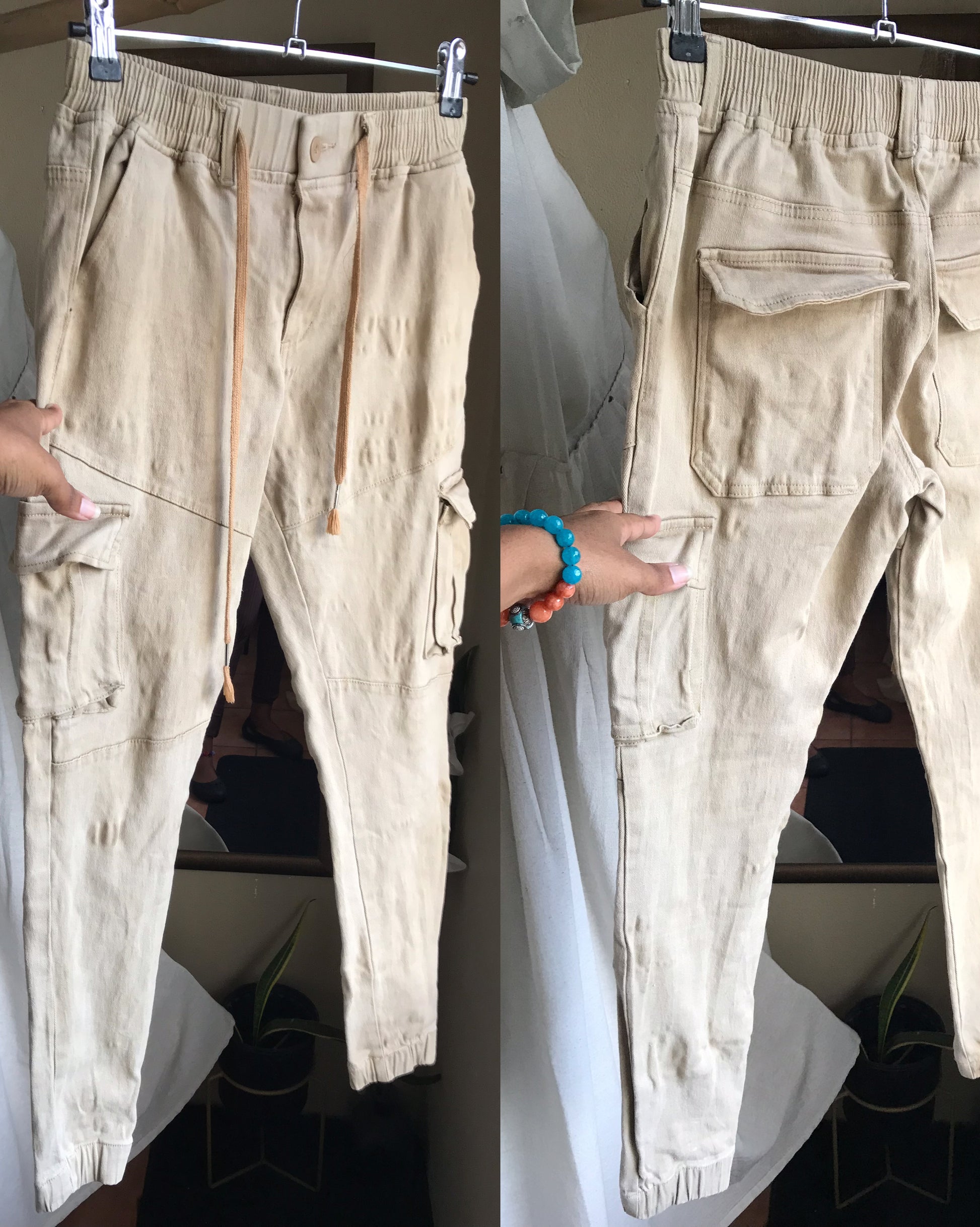 khaki cargo pants draw string ::: s