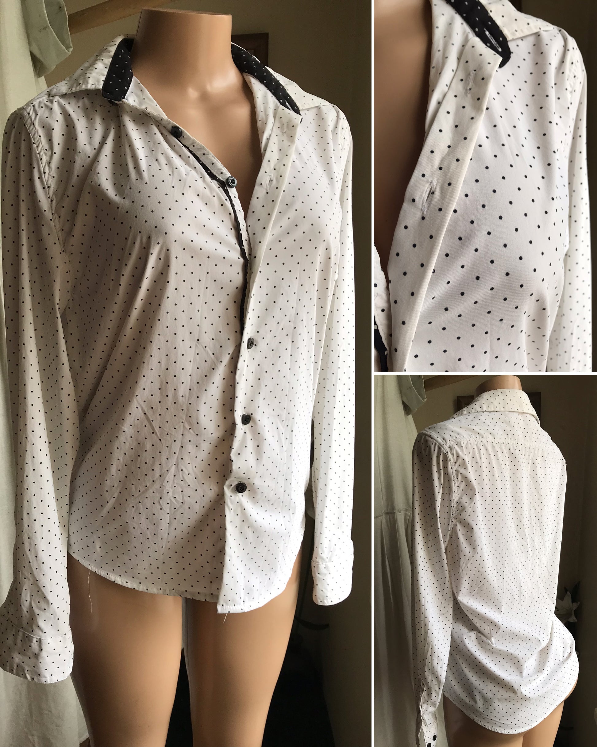 white polka button shirt ...  mens s