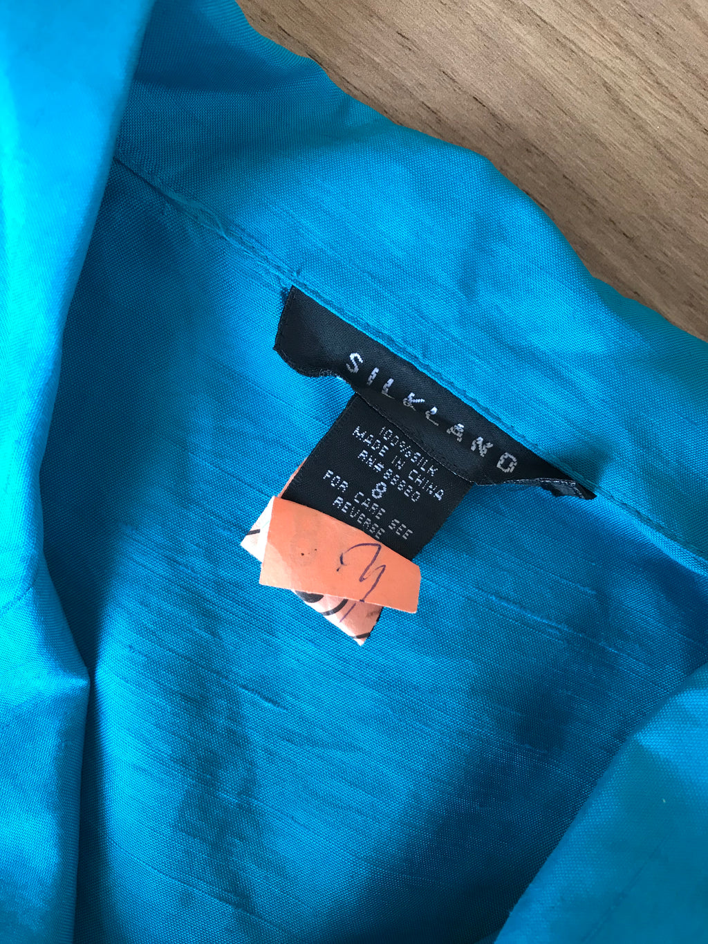 100% Silk coral blue pants blazer set s