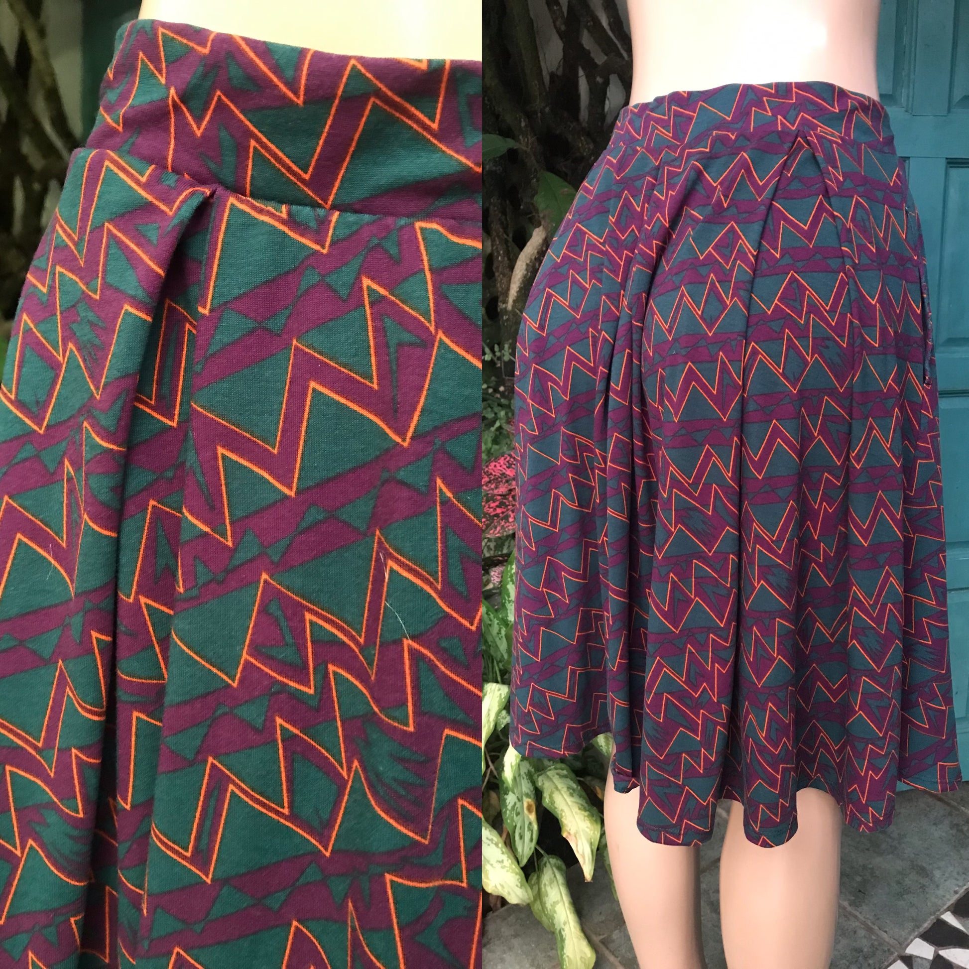 Vintage pattern circle waist skirt m/L