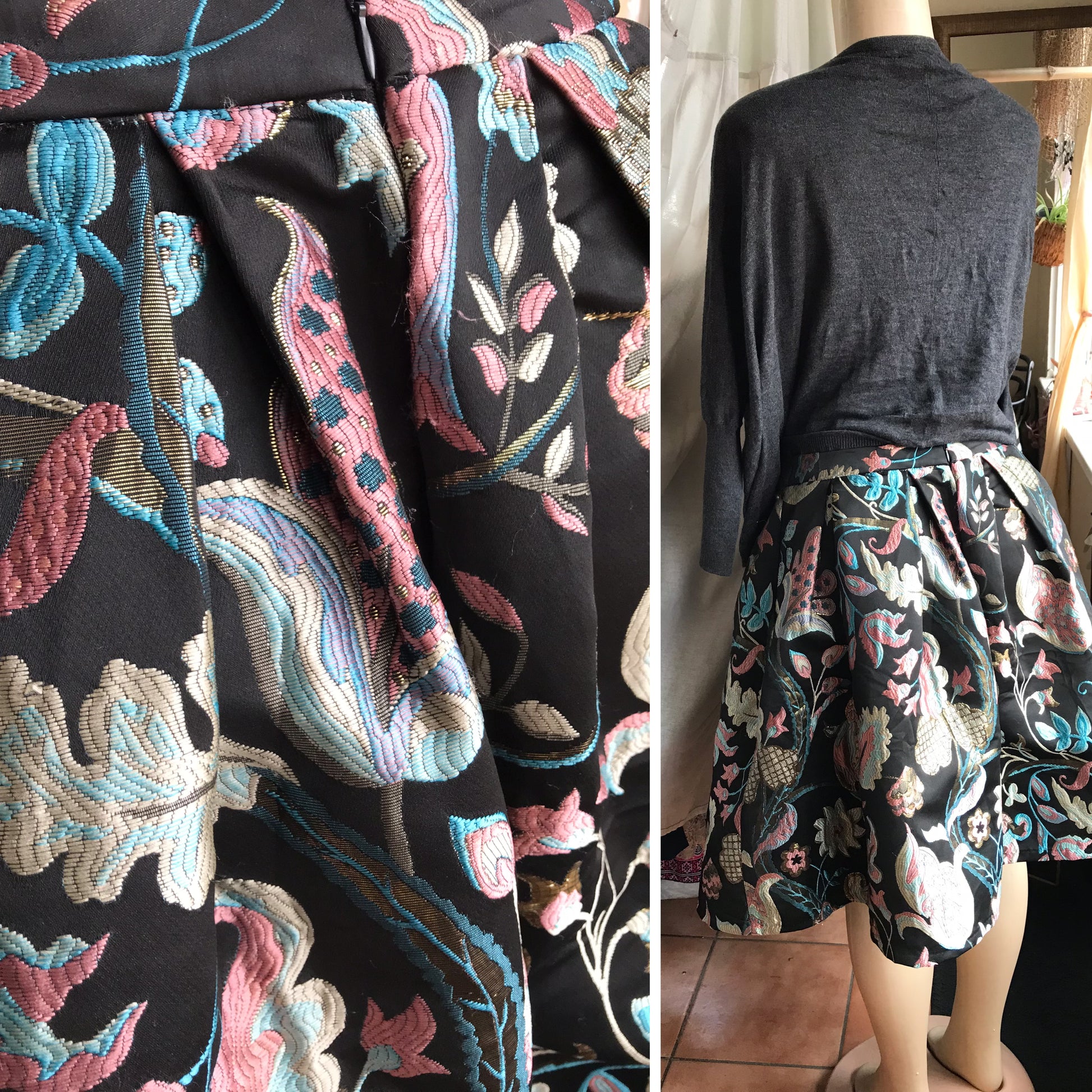 Embroidery occasion balloon waist skirt m