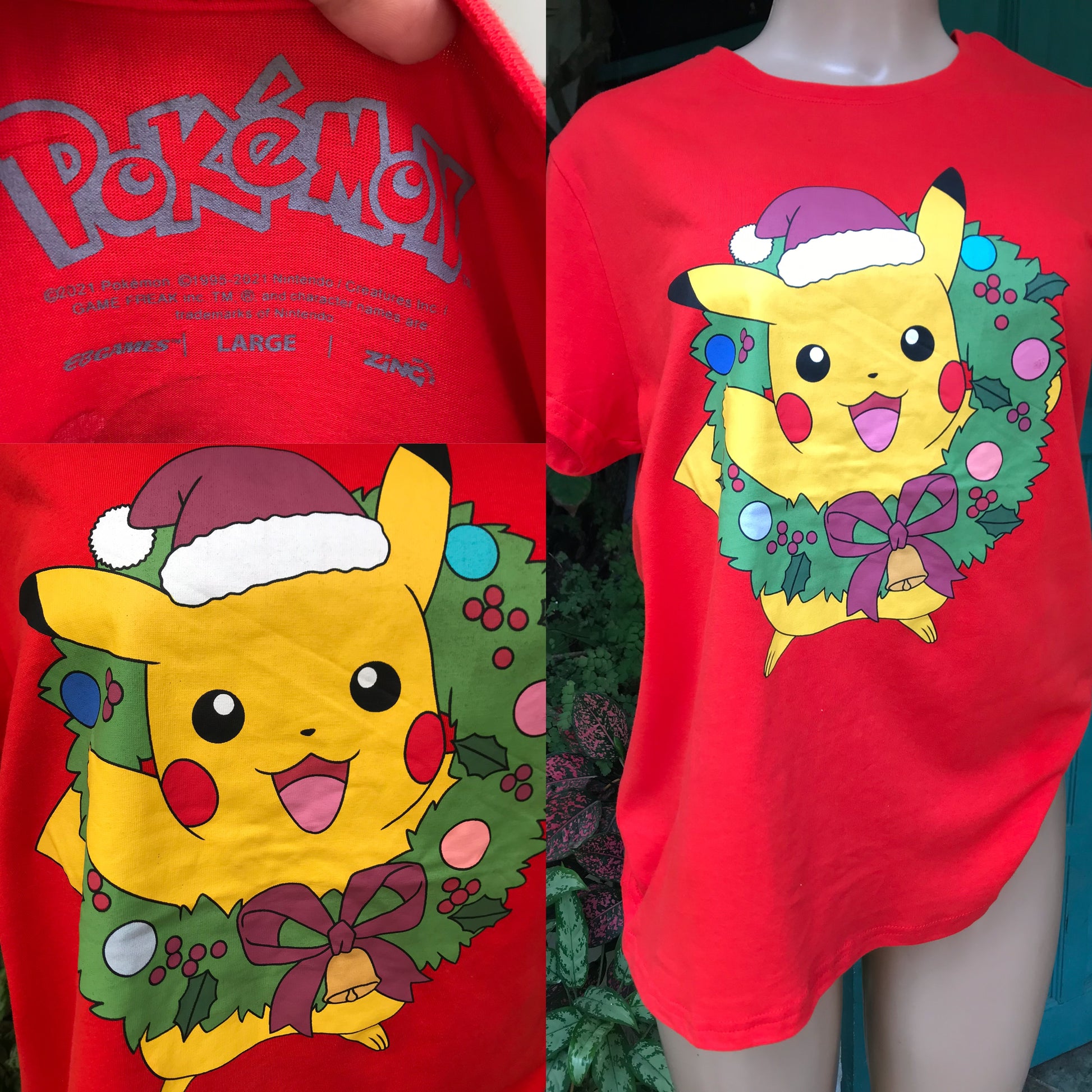New Pokemon Graphic Tee Cotton Blend Red ;;; L