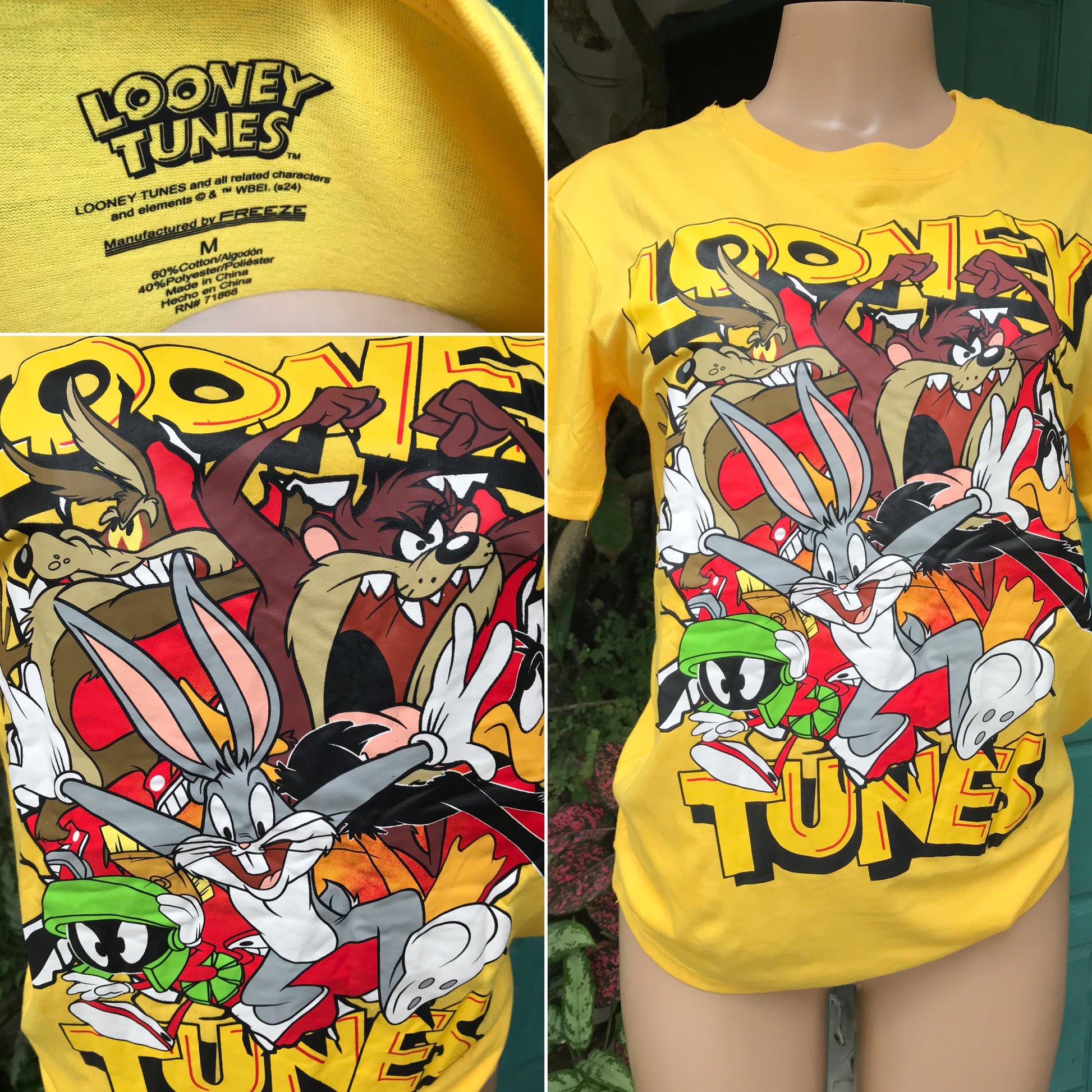 New Looney Tunes Graphic Tee Cotton Blend Yellow ;;; M