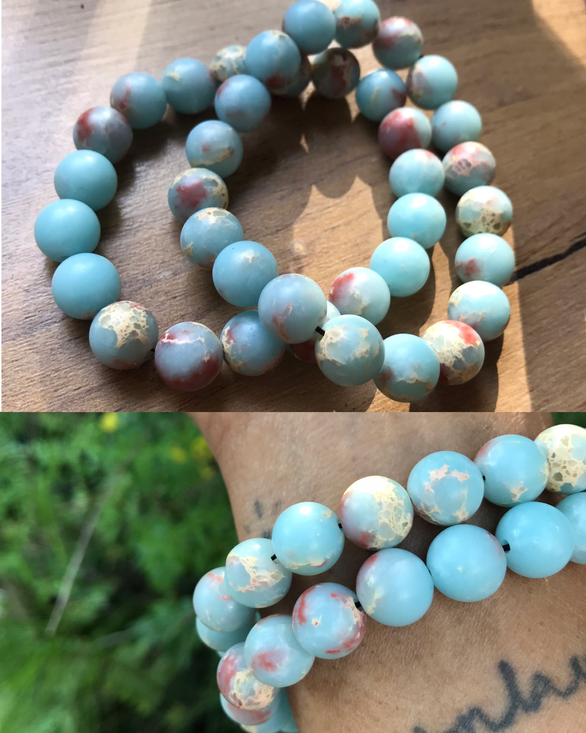 Shoushan stone bracelet blue *** stretchy (price per)