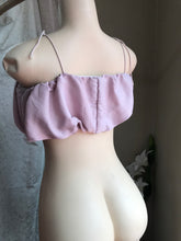 Load image into Gallery viewer, Shein lavender cloud spaghetti crop top... Slll
