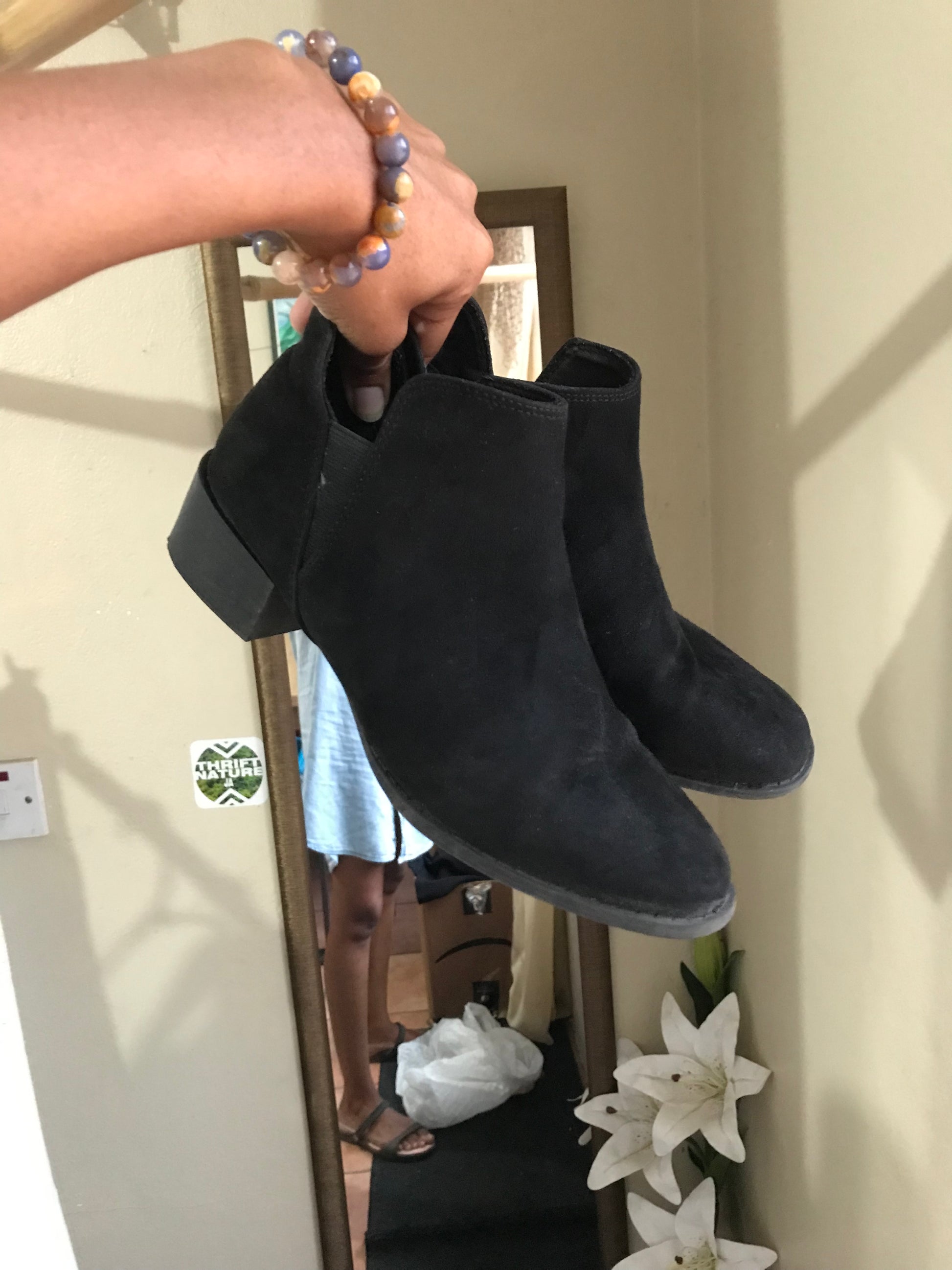 Black suede feel boots /// size 9