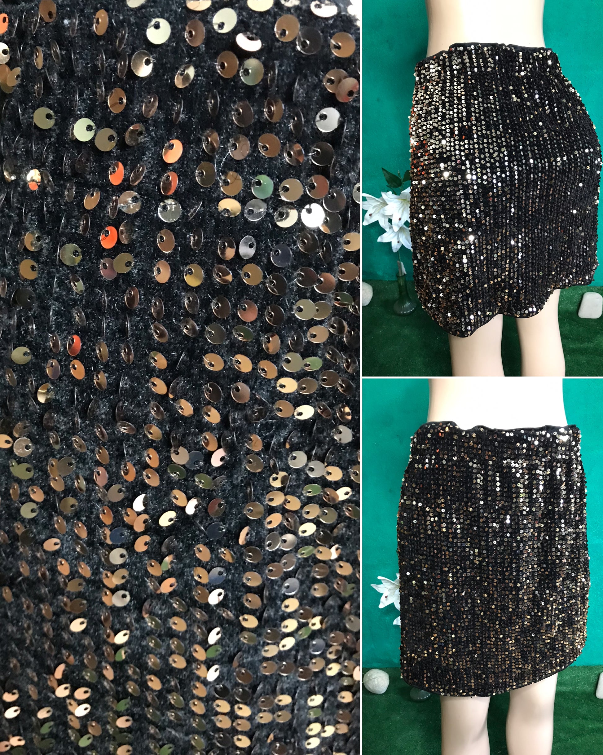 gold sequin tube skirt stretchy . plus: 2x