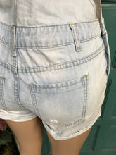 Load image into Gallery viewer, Light wash overall shorts ~~~ small to medium / size 8
