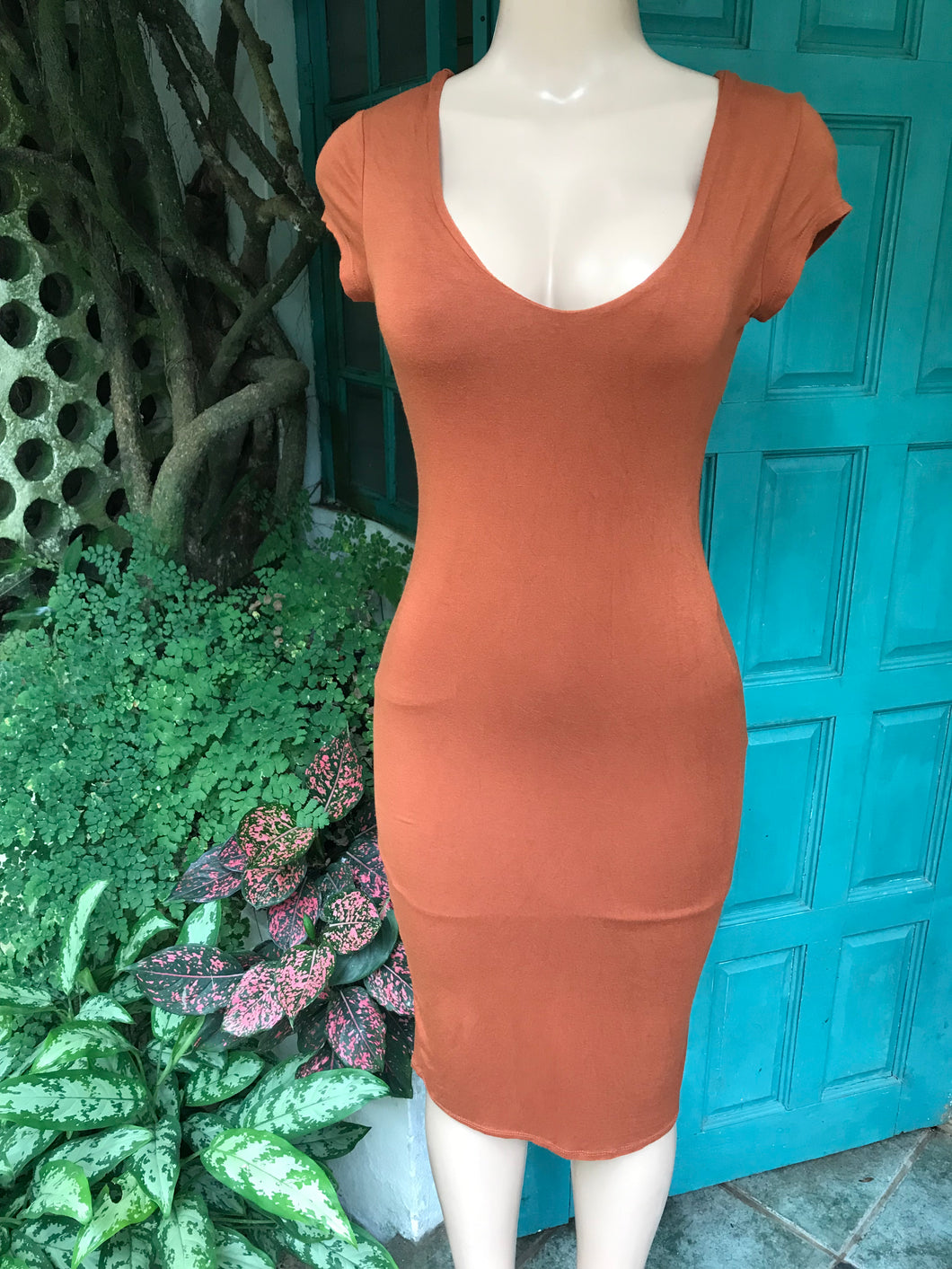 Rust bodycon dress M