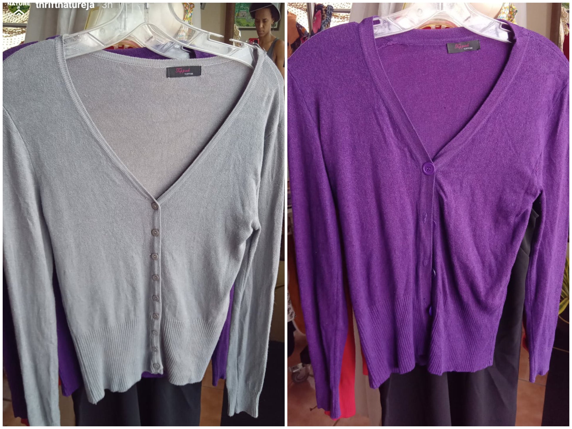 2 cardigan: grey and purple