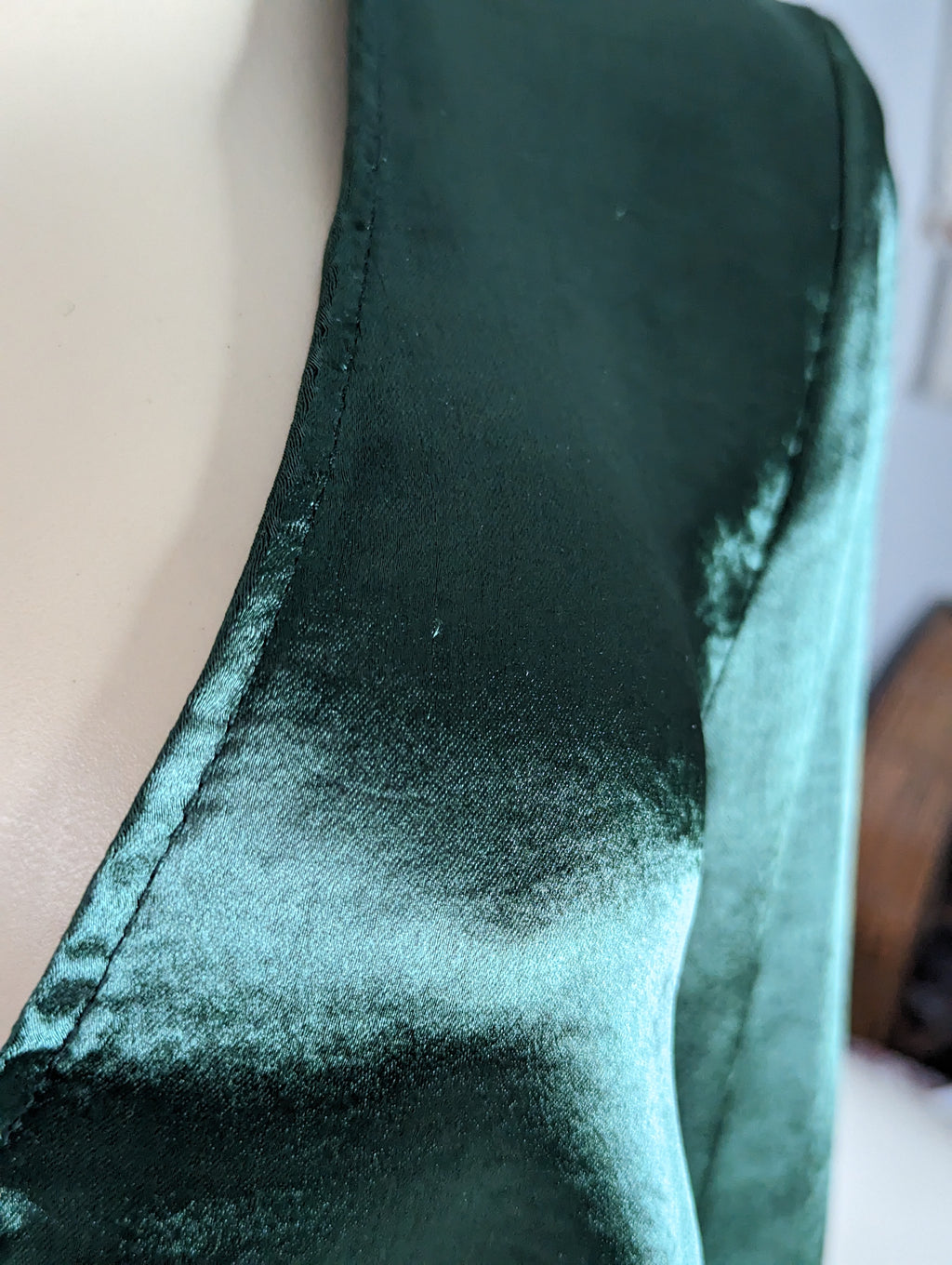 ASOS Emerald green silky date night dress long sleeve S