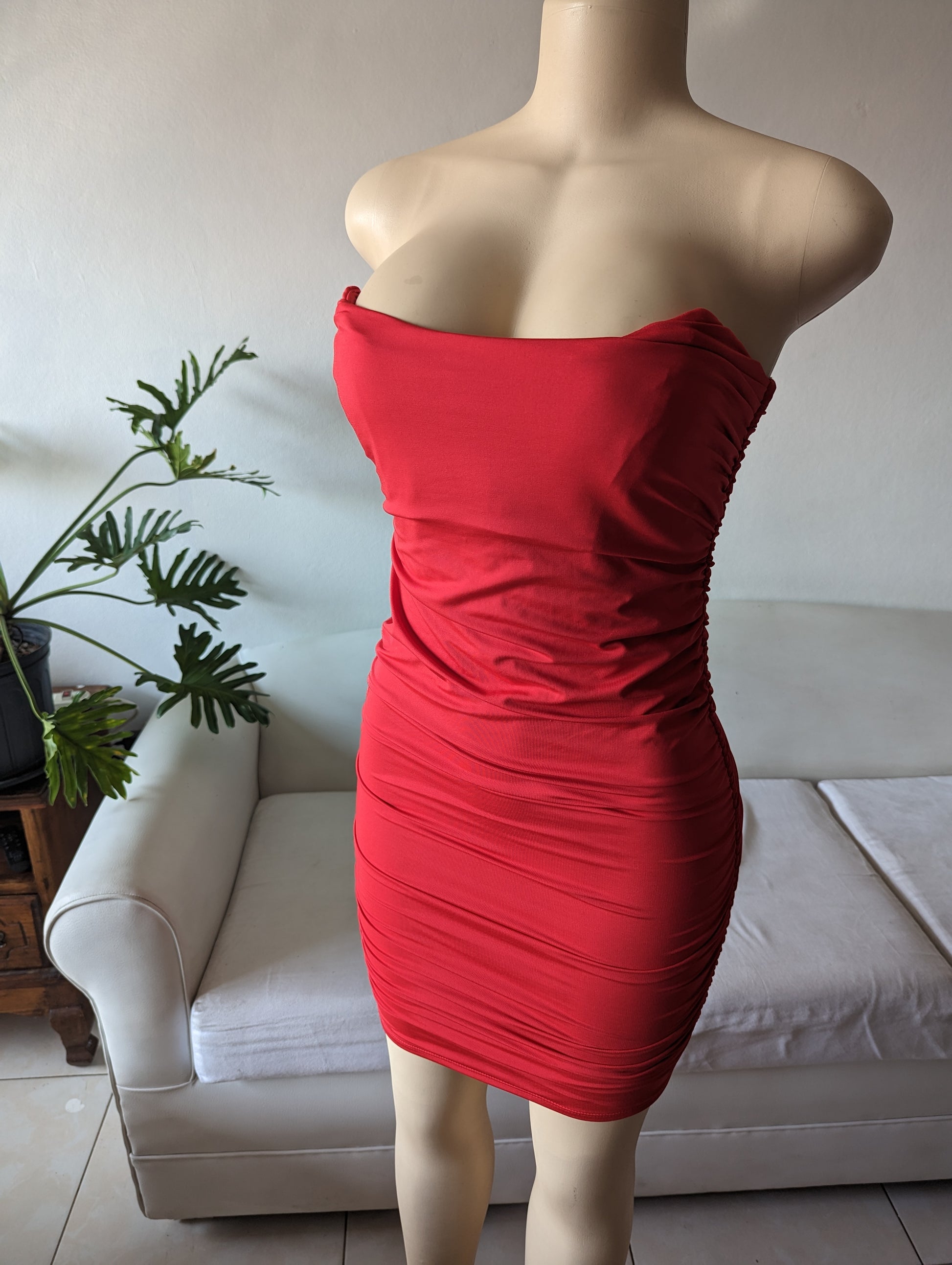 Red date night dress Ruche detail S