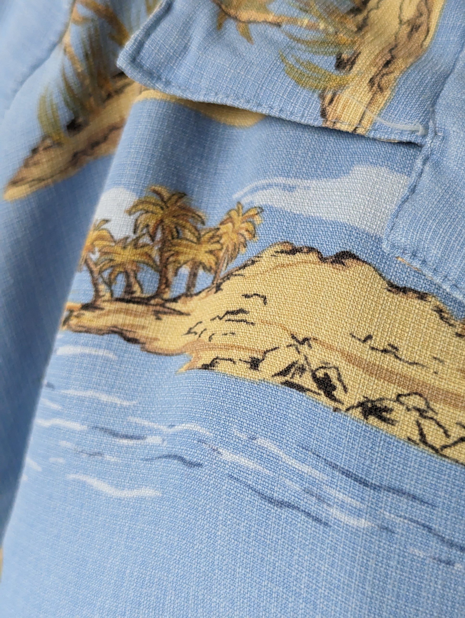 Vintage Island Print Coconut shell button. Shirt. Men's. XXL /xl ... +++ ^^^