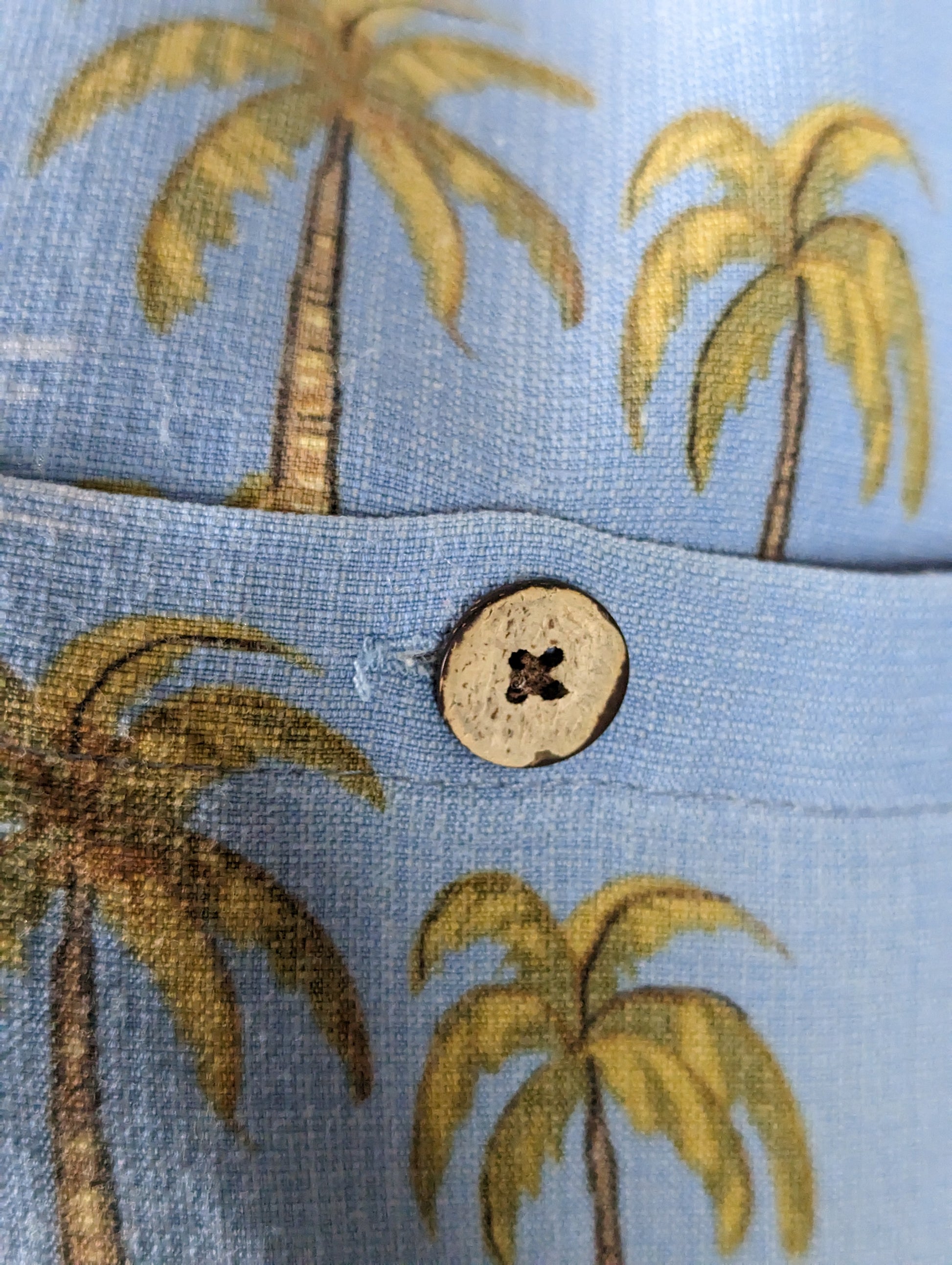 Vintage Island Print Coconut shell button. Shirt. Men's. XXL /xl ... +++ ^^^