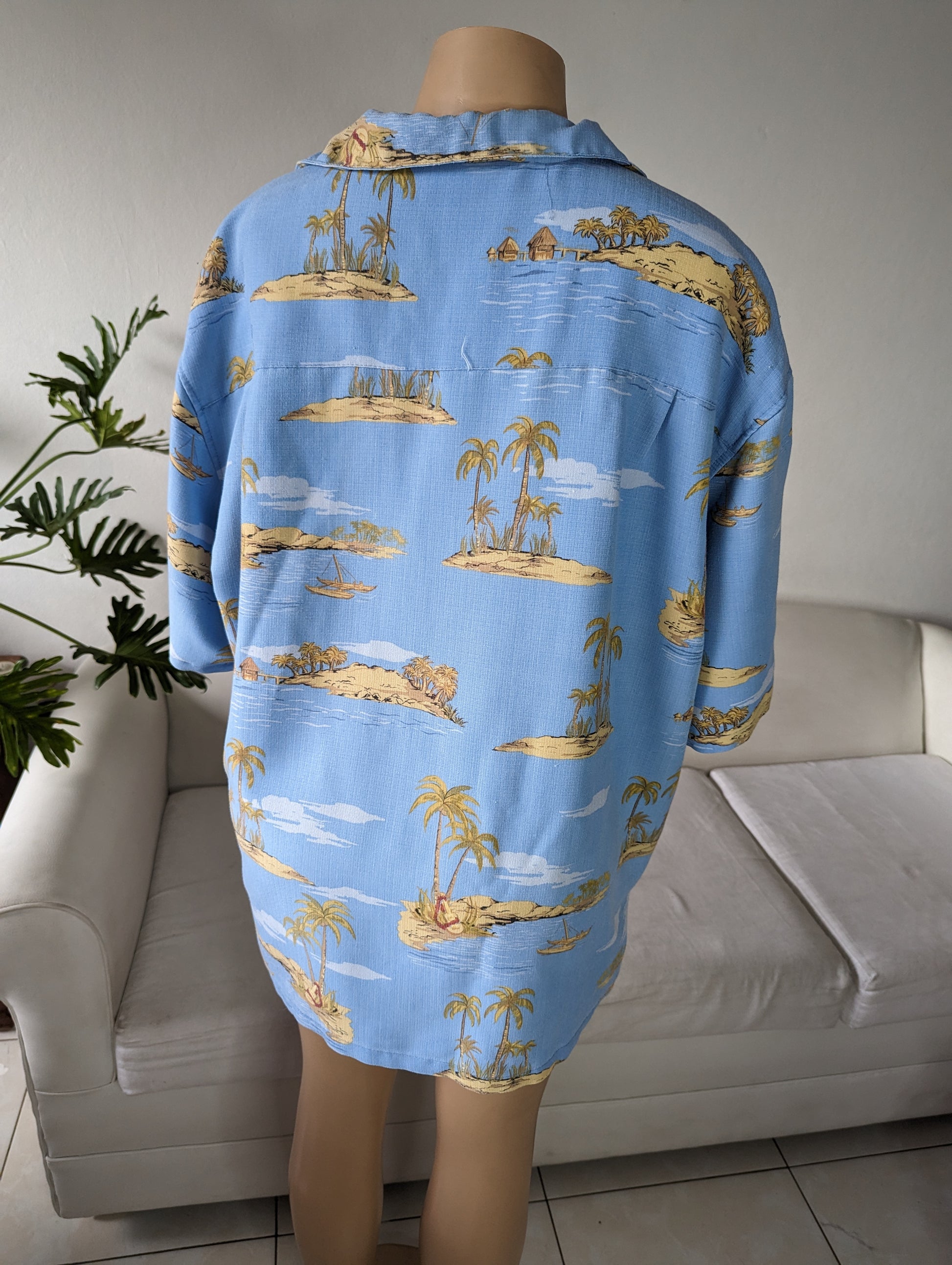 Vintage Island Print Coconut shell button. Shirt. Men's. XXL /xl ... +++ ^^^