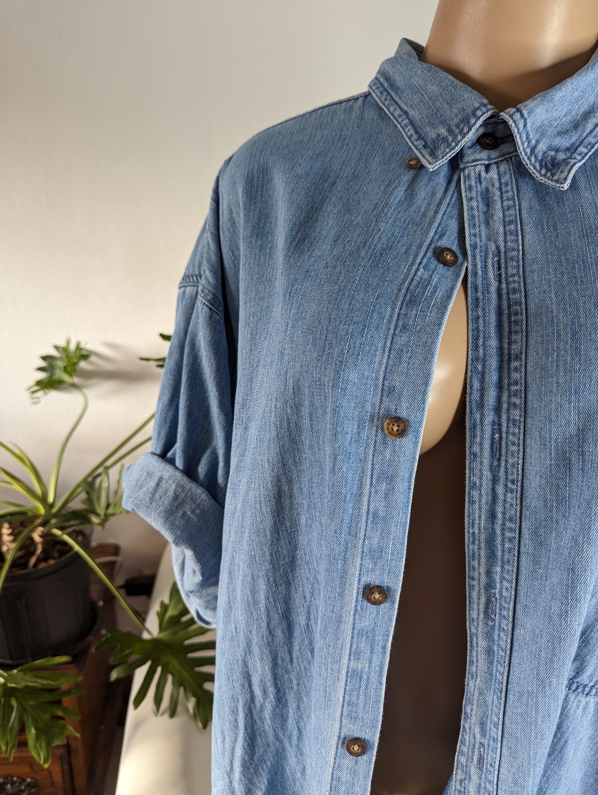 Vintage light blue denim button shirt men's 2x /XL ... +++ ^^^